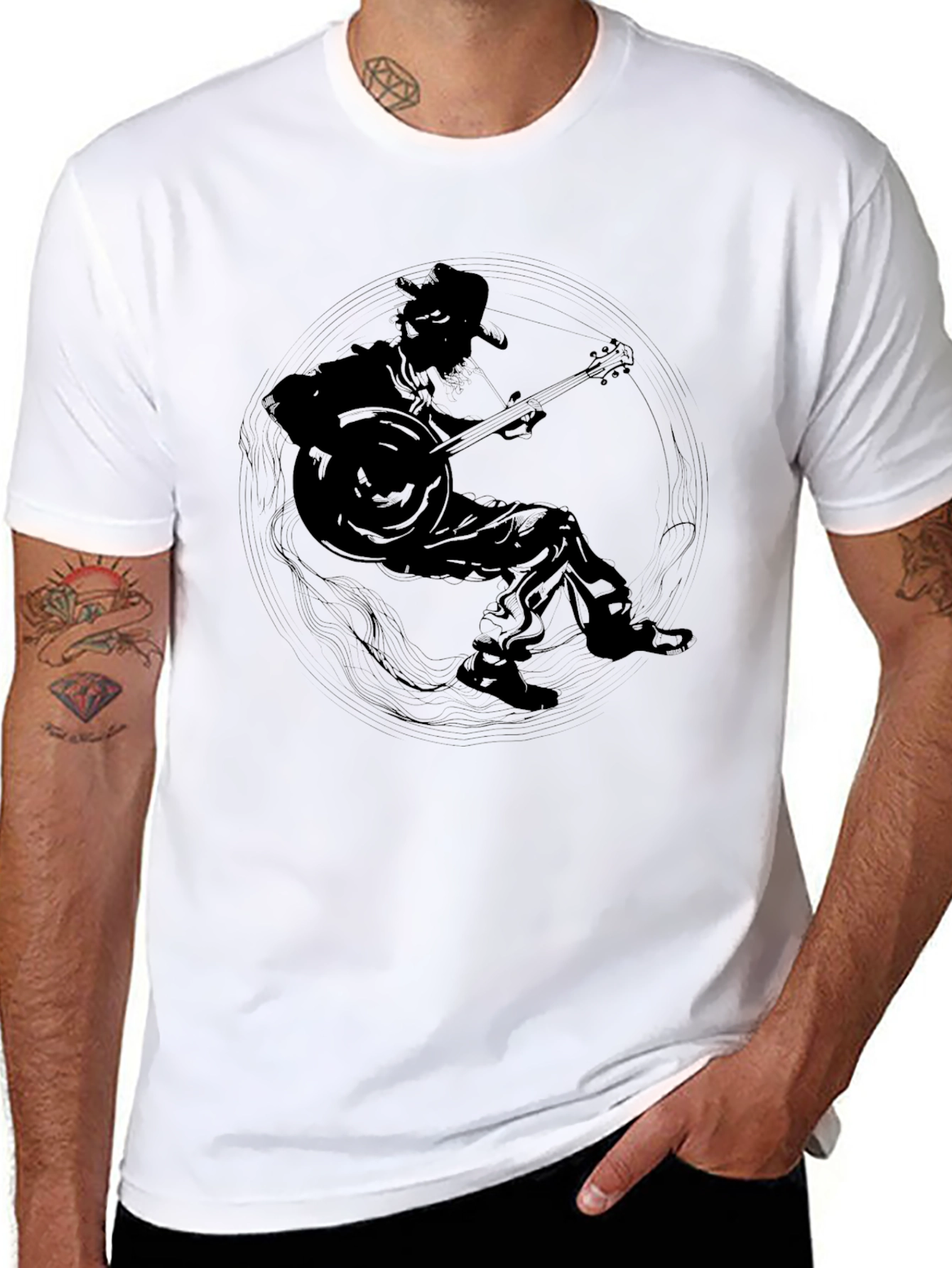 Cool Musician Graphic Tee - Black