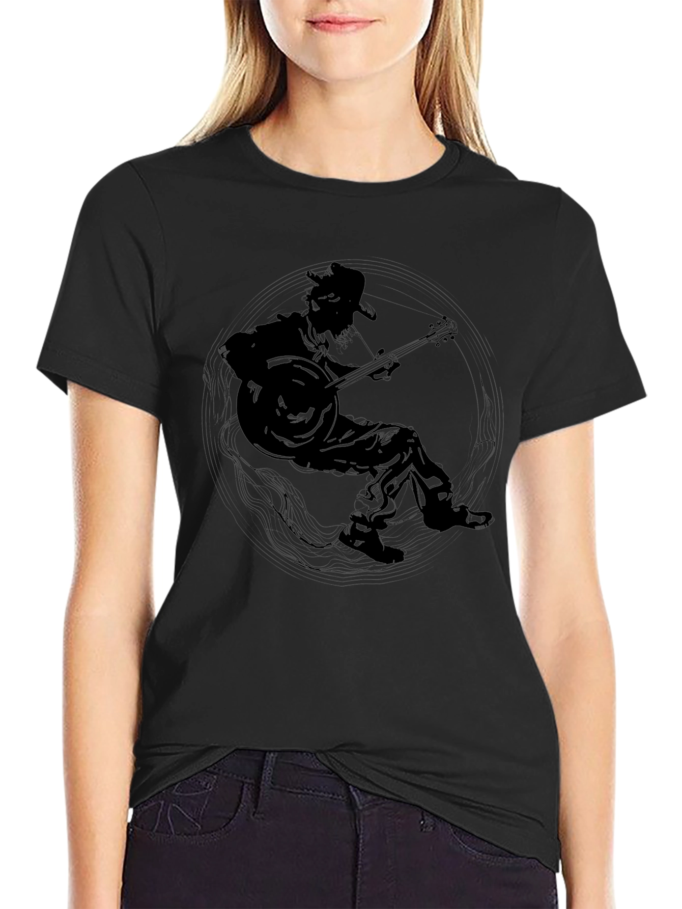 Cool Musician Graphic Tee - Black