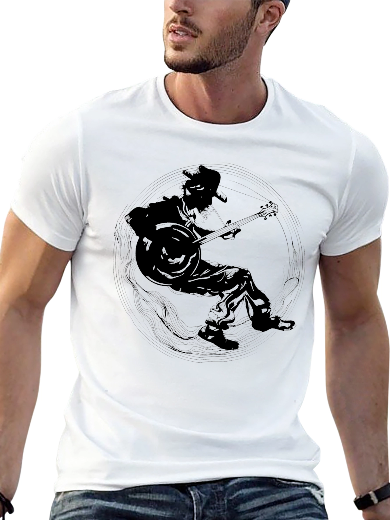 Cool Musician Graphic Tee - Black
