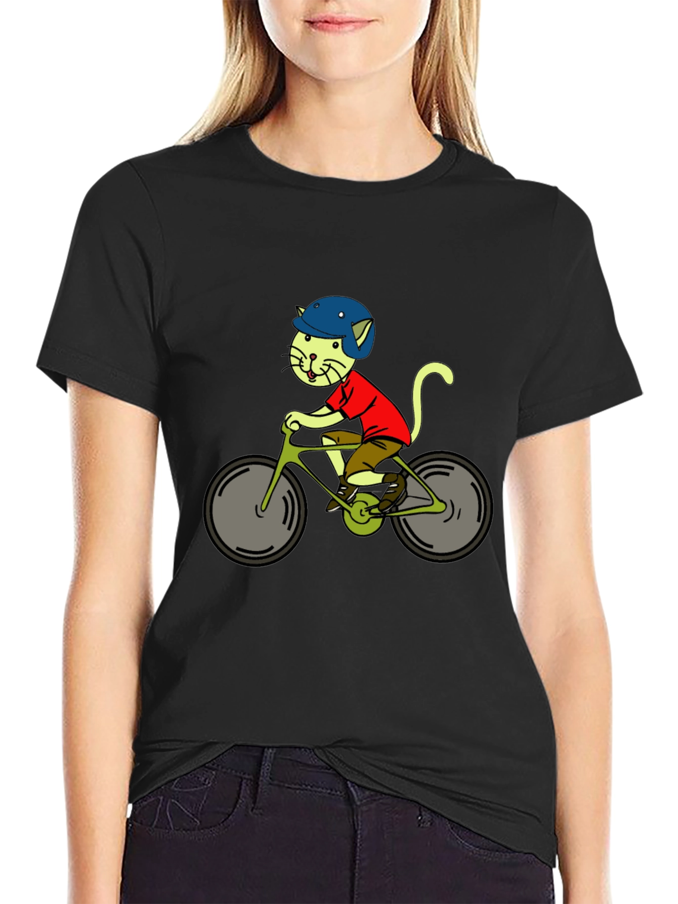 Cat on Bike Graphic T-Shirt