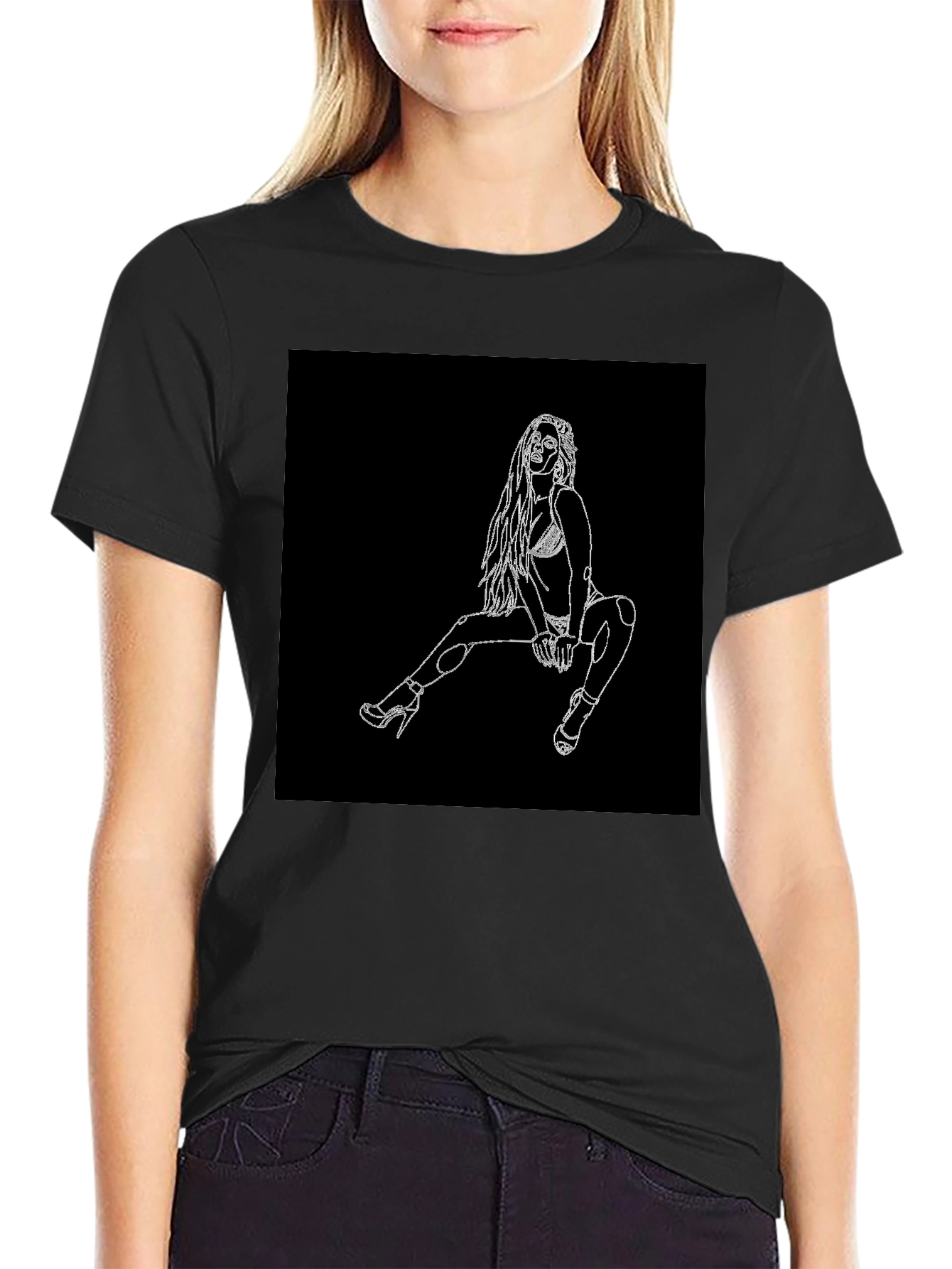 Black T-Shirt with Graphic Design
