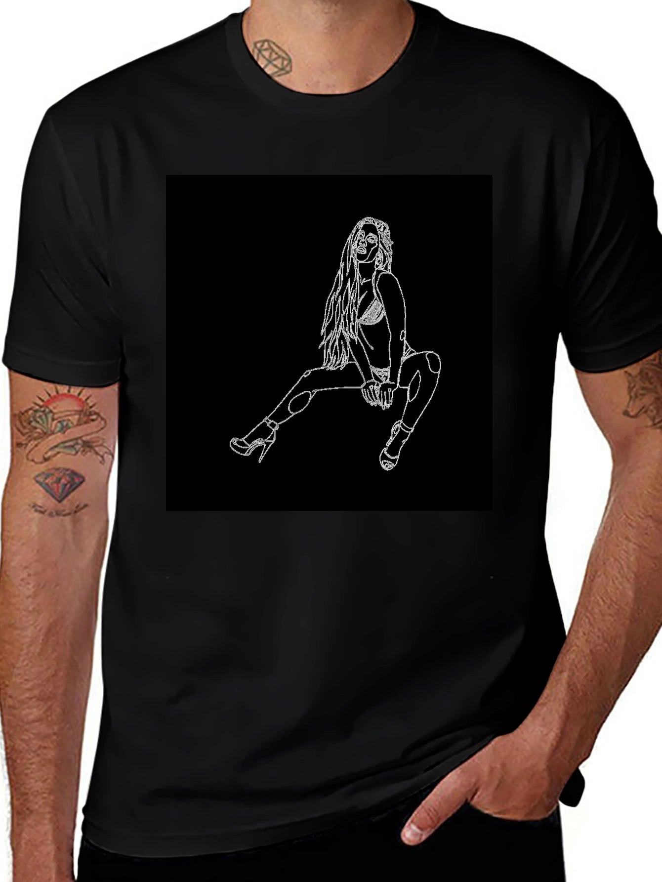 Black T-Shirt with Graphic Design