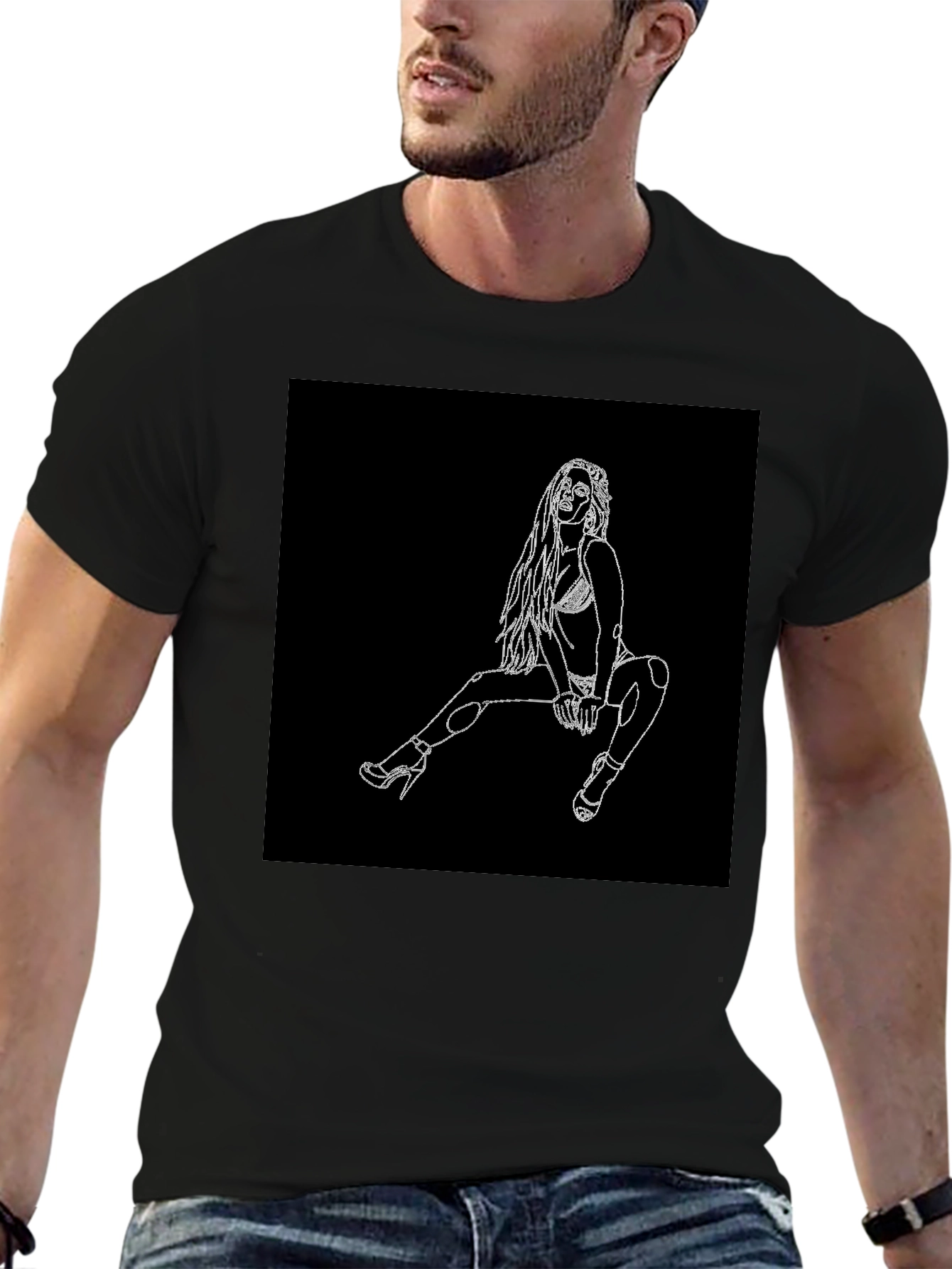 Black T-Shirt with Graphic Design