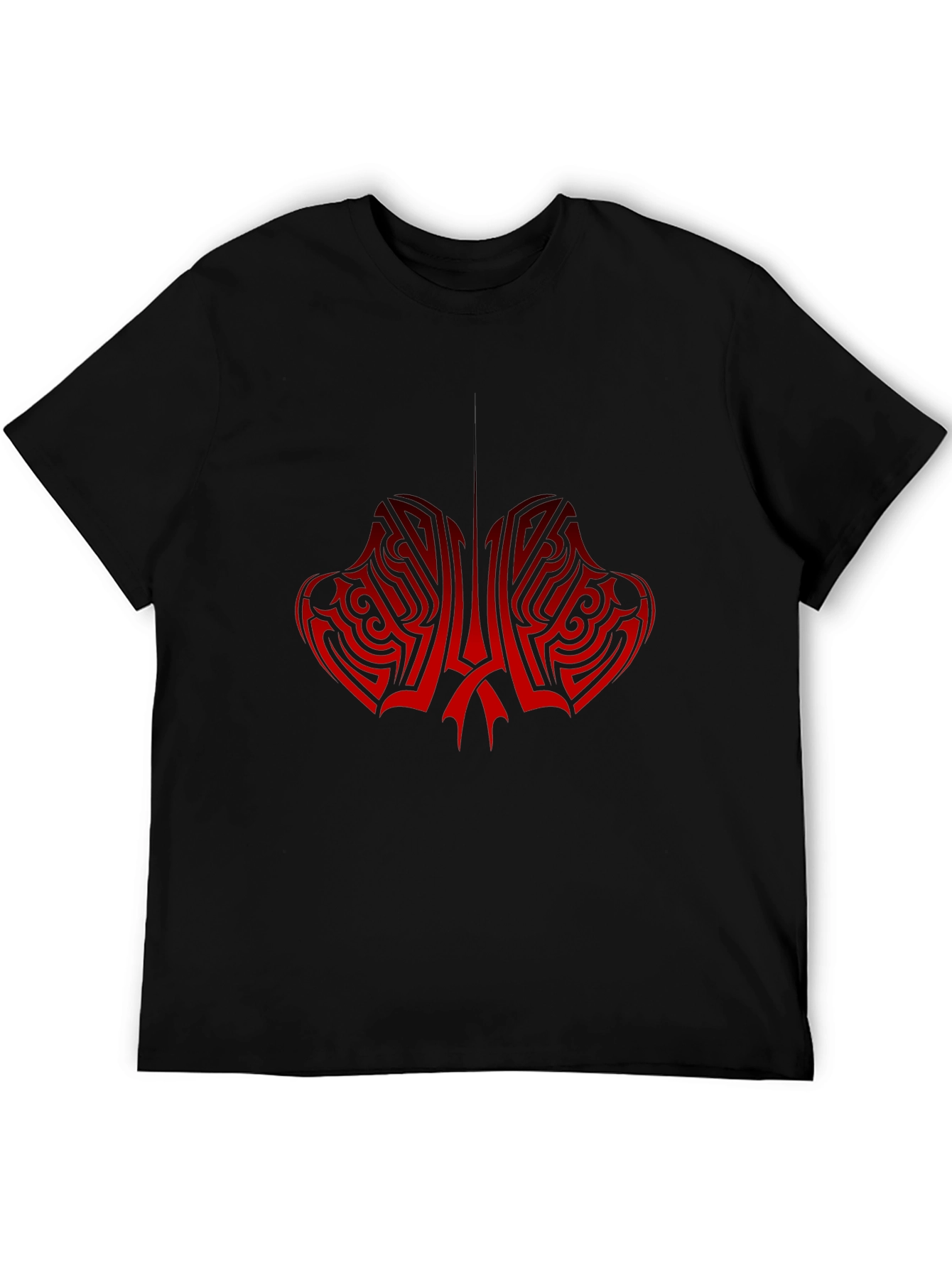 Tribal Red Graphic Black T-Shirt
