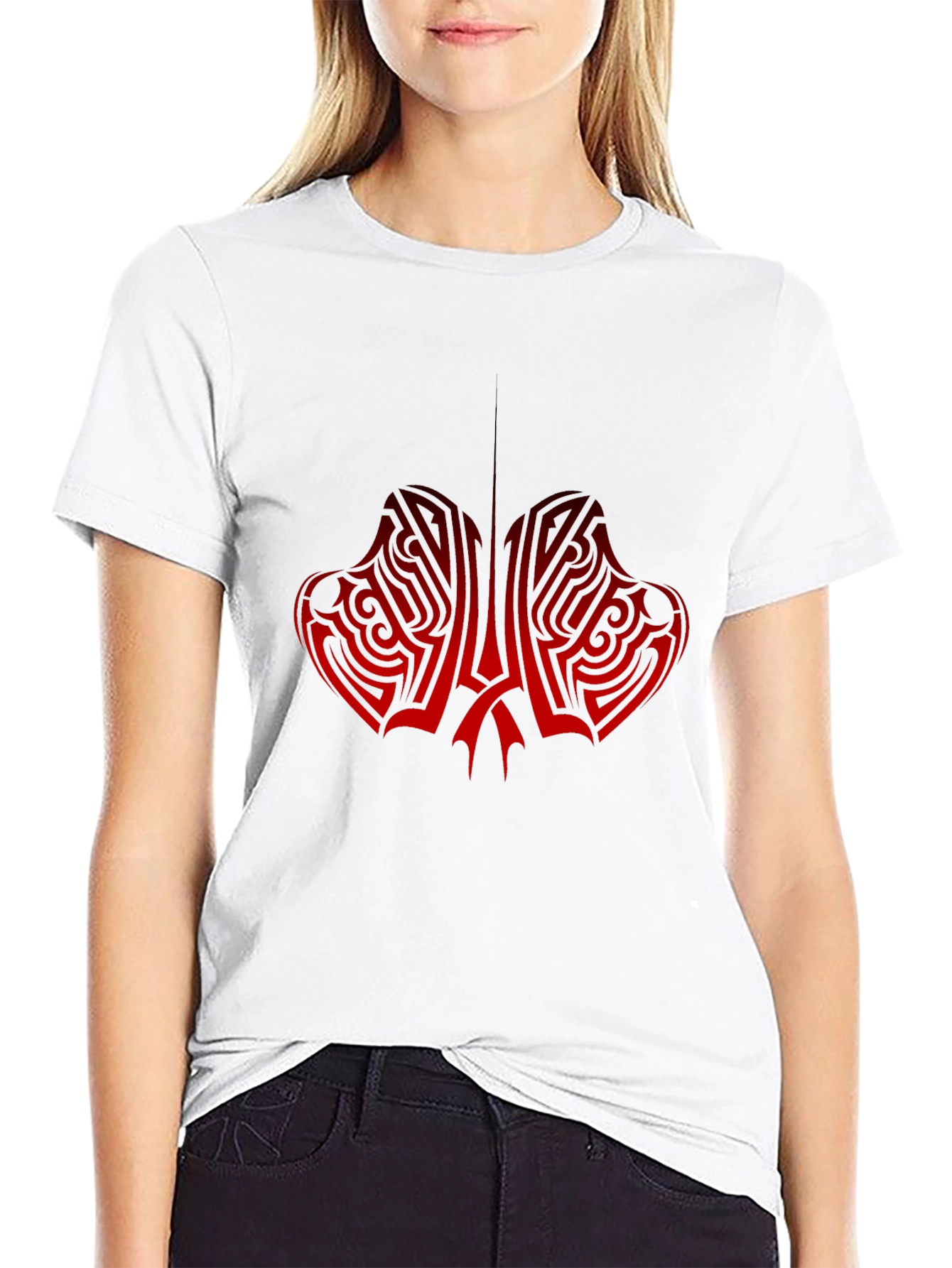 Tribal Red Graphic Black T-Shirt