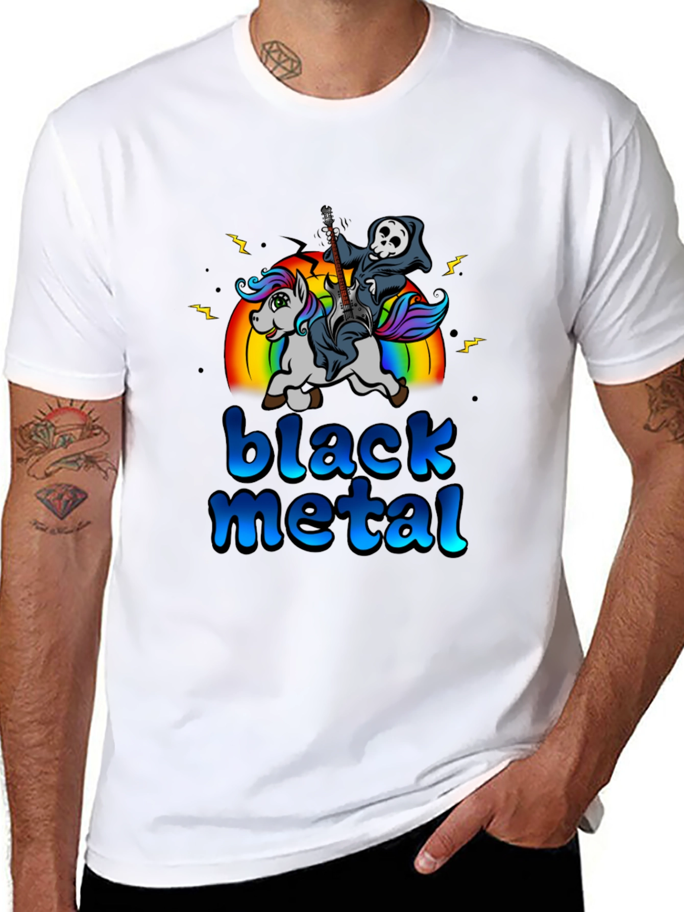 Black Metal Unicorn Graphic T-Shirt