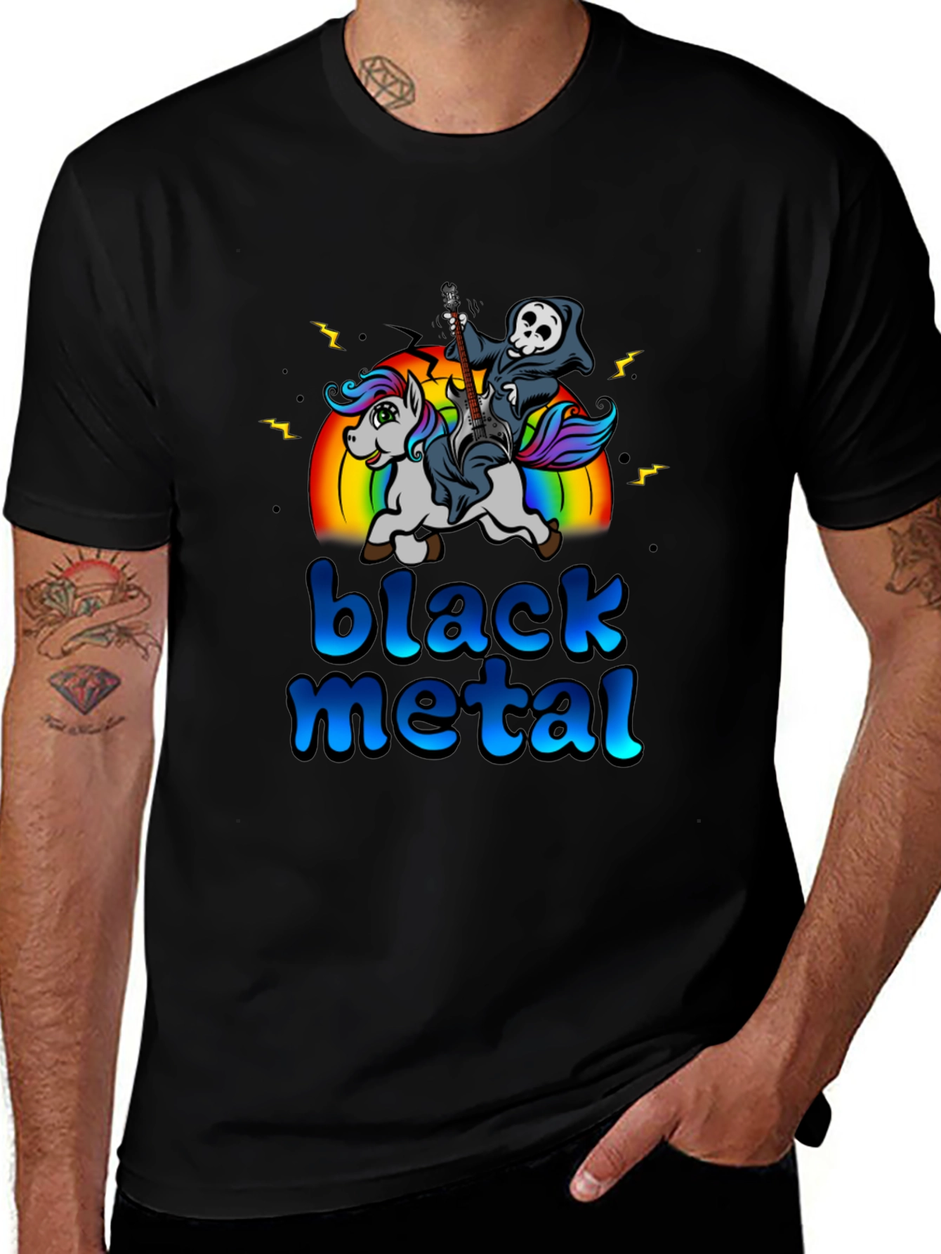 Black Metal Unicorn Graphic T-Shirt