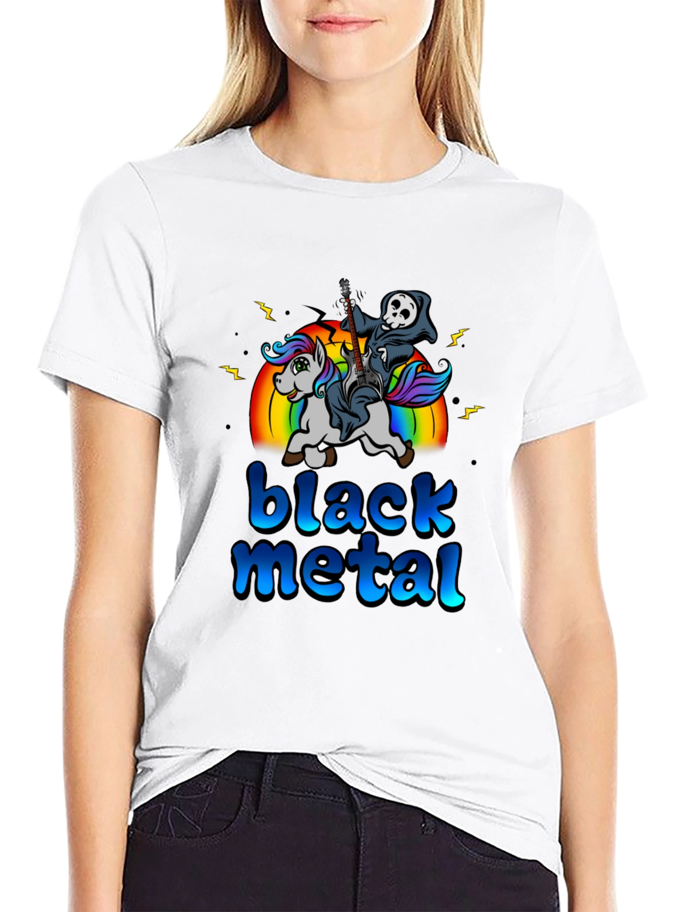 Black Metal Unicorn Graphic T-Shirt