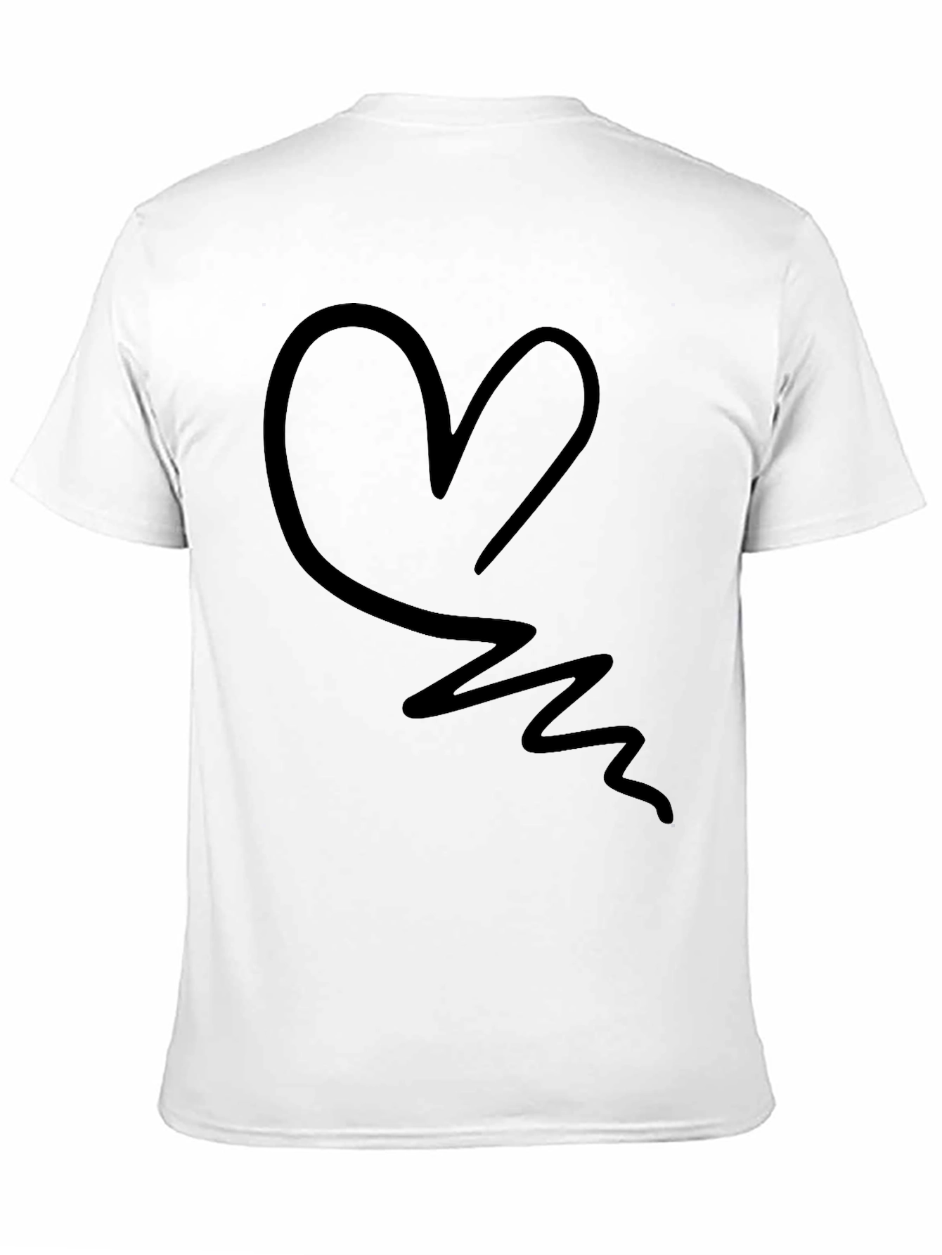 Abstract Heart Graphic Tee - Black Casual T-Shirt