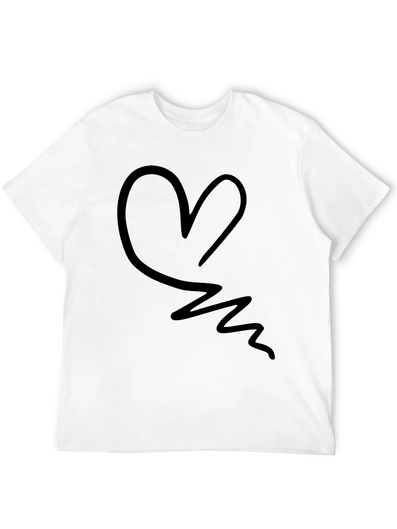 Abstract Heart Graphic Tee - Black Casual T-Shirt
