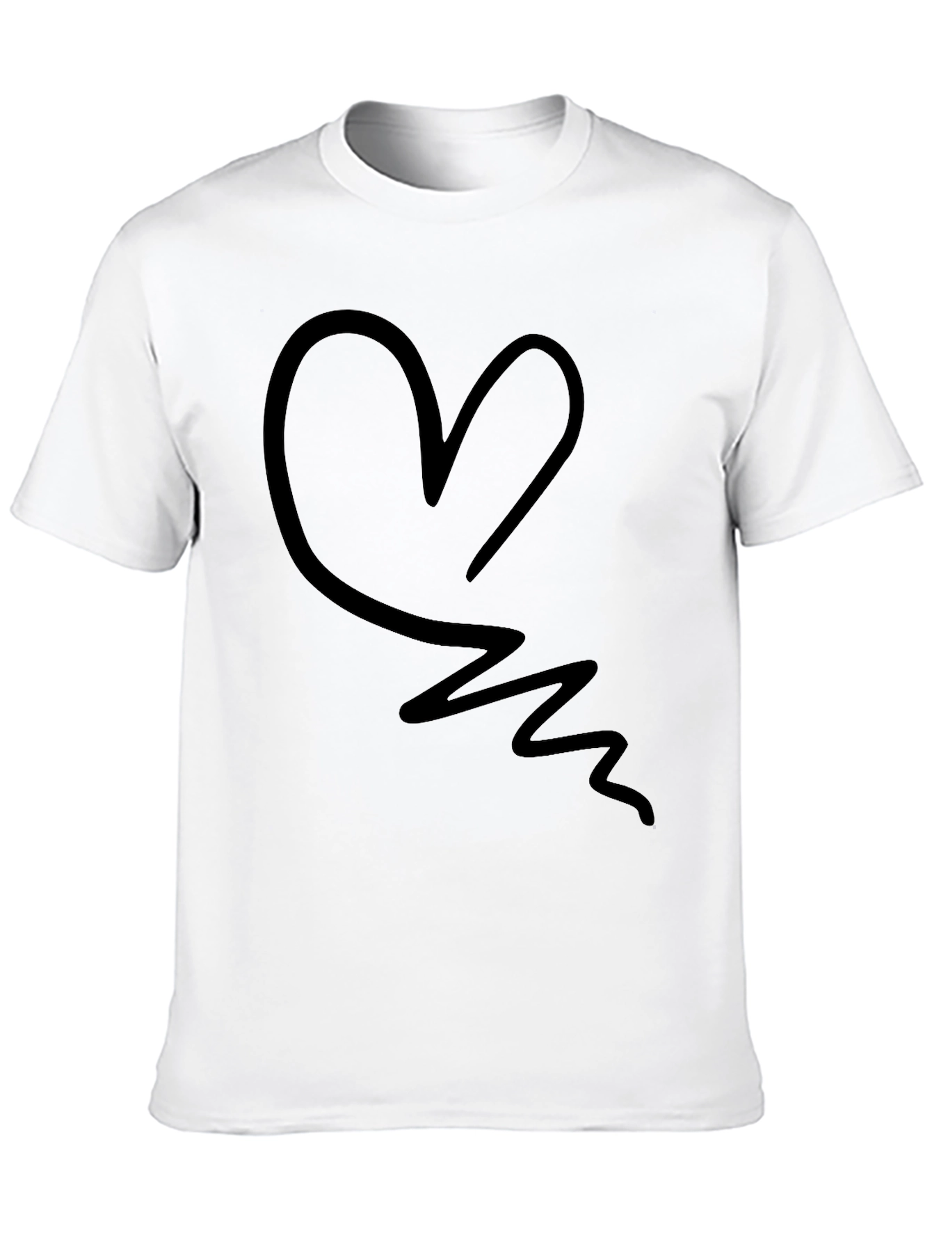Abstract Heart Graphic Tee - Black Casual T-Shirt