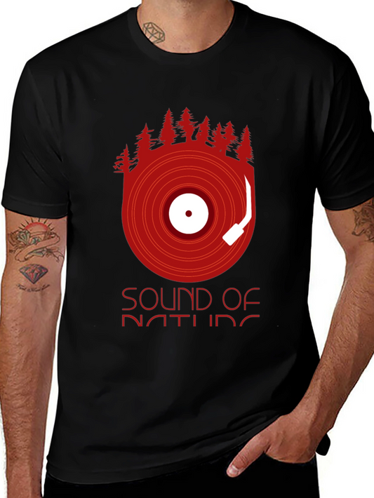 Sound of Nature Graphic Tee - Record & Forest Design