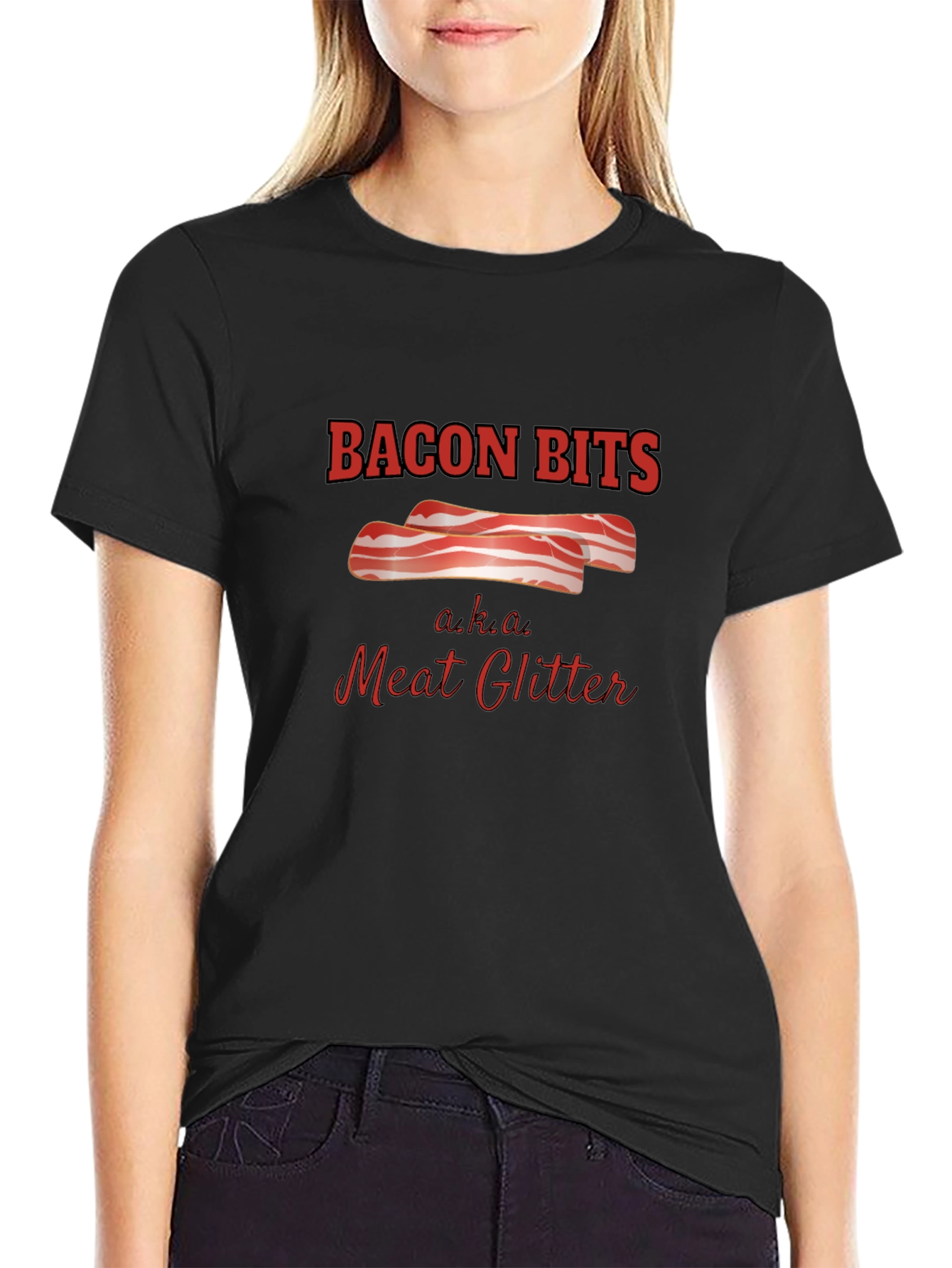 Bacon Bits Meat Glitter Graphic Tee
