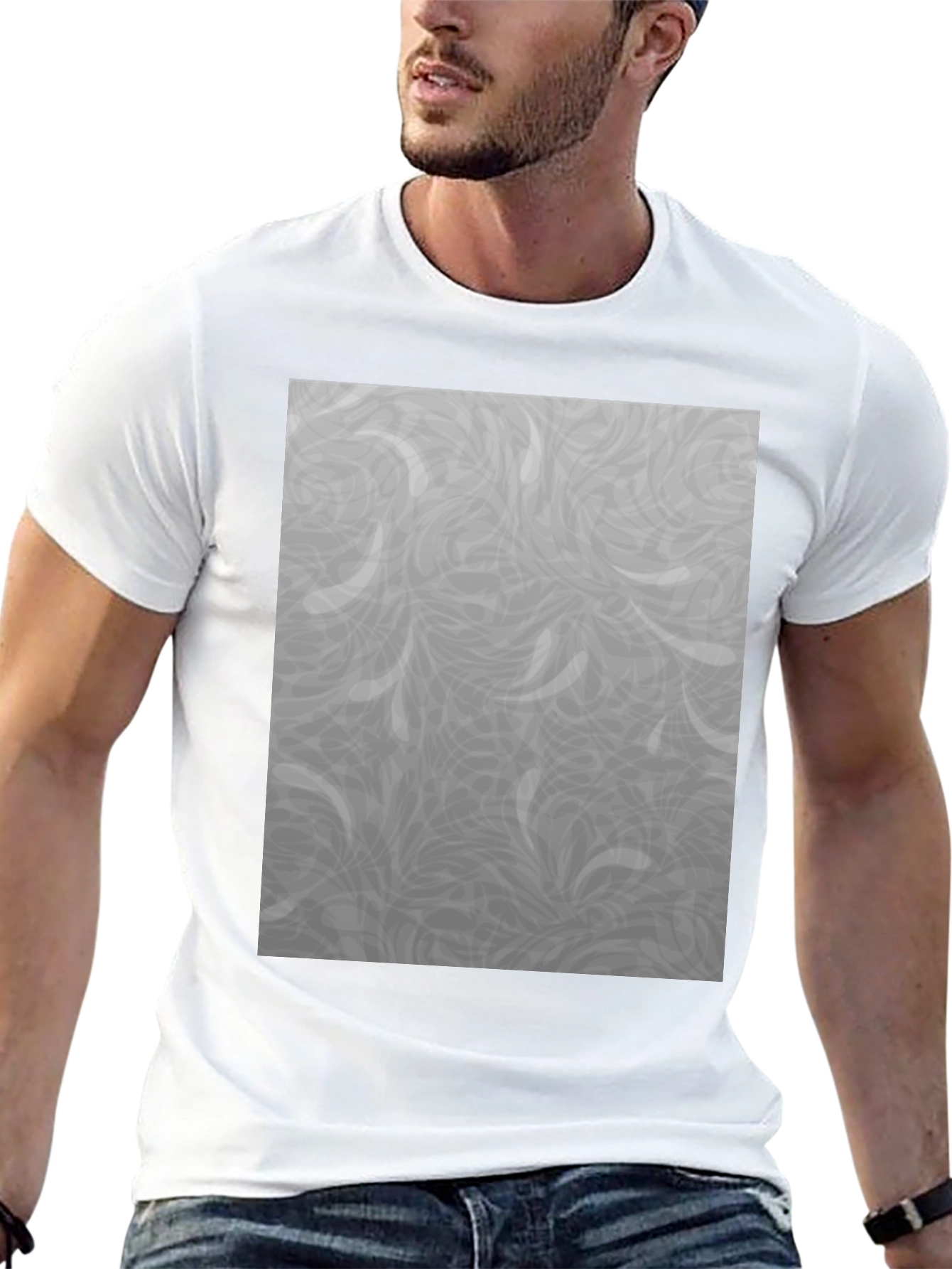 Stylish Black T-Shirt with Grey Pattern