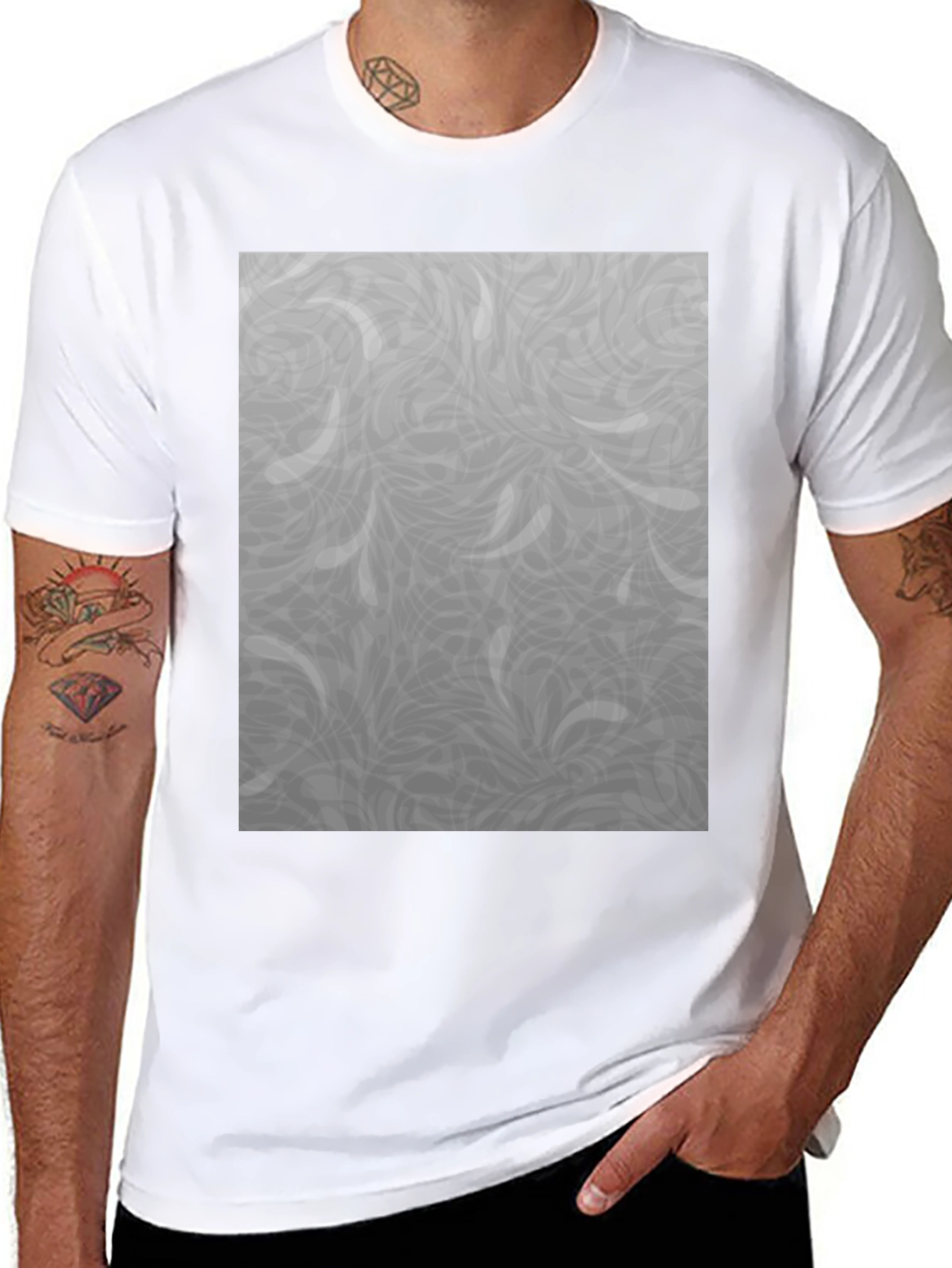 Stylish Black T-Shirt with Grey Pattern