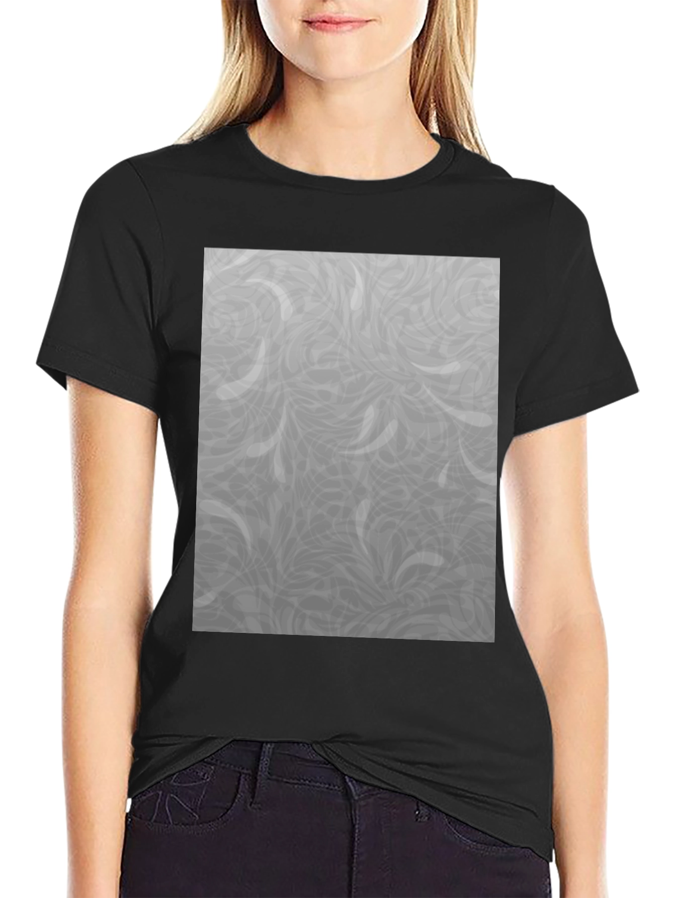 Stylish Black T-Shirt with Grey Pattern