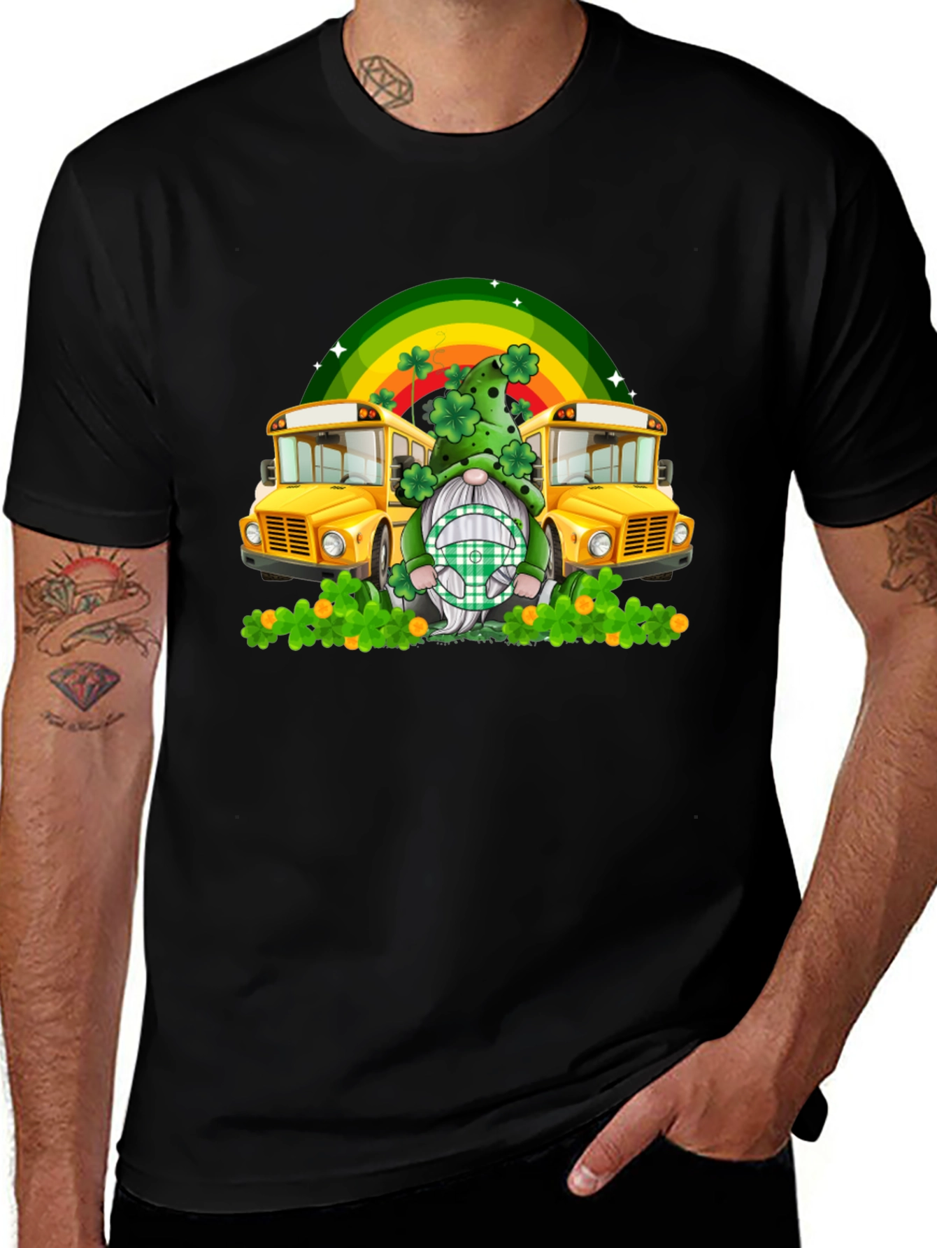 St. Patricks Day Gnome School Bus T-Shirt