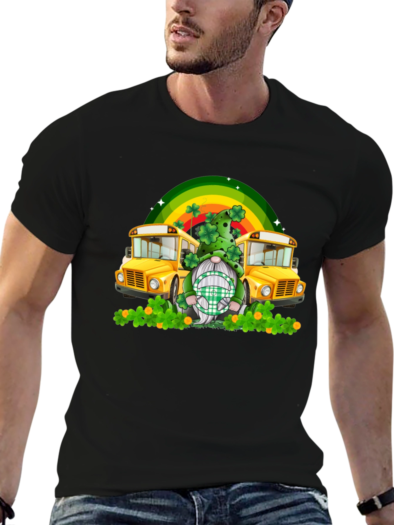 St. Patricks Day Gnome School Bus T-Shirt