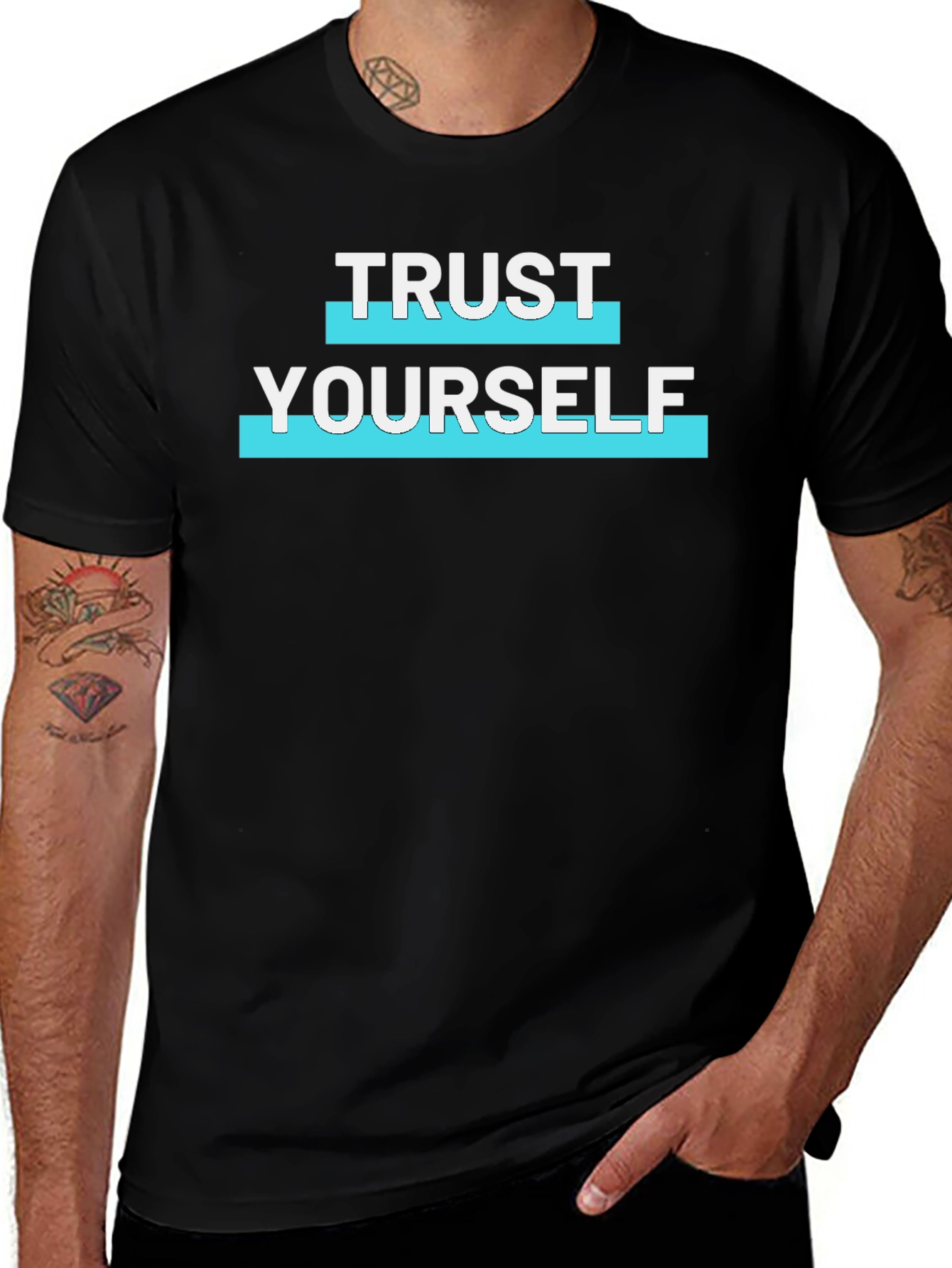 Trust Yourself Graphic Print Mens Black T-Shirt