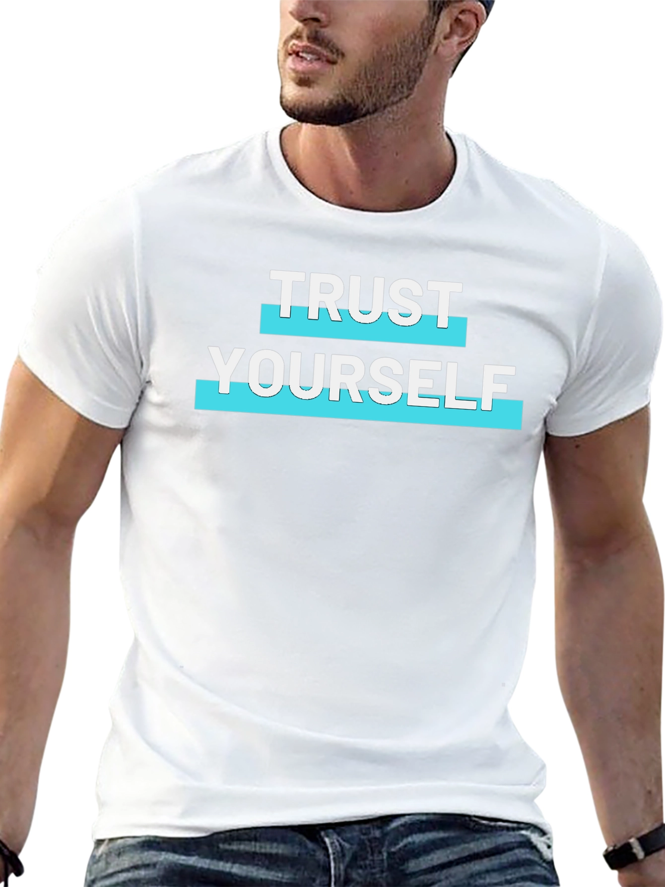 Trust Yourself Graphic Print Mens Black T-Shirt