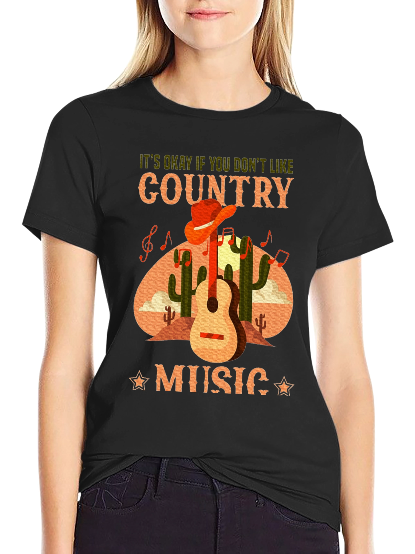 Country Music T-Shirt Guitar Cactus Tee