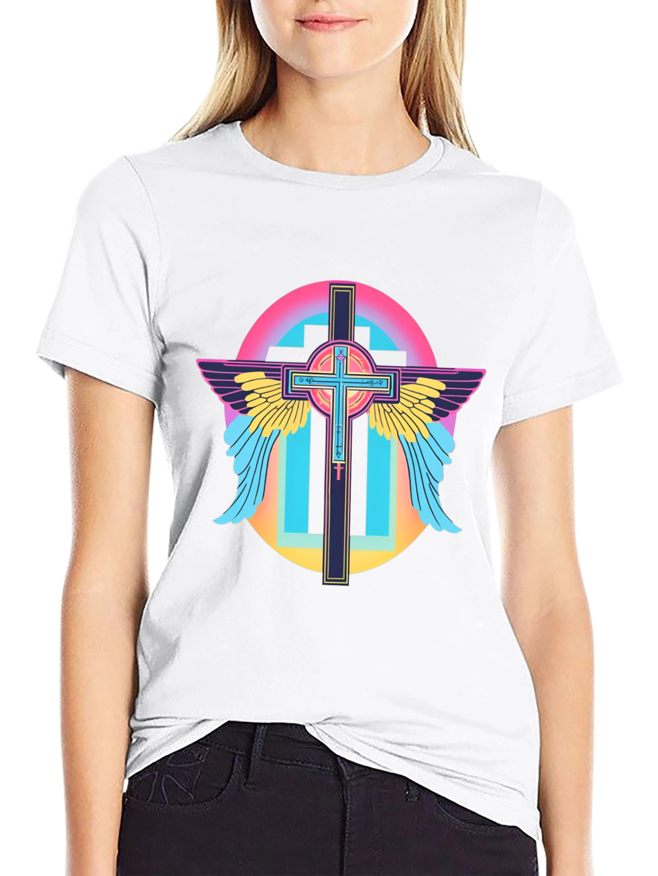 Retro Cross Wings Graphic T-Shirt