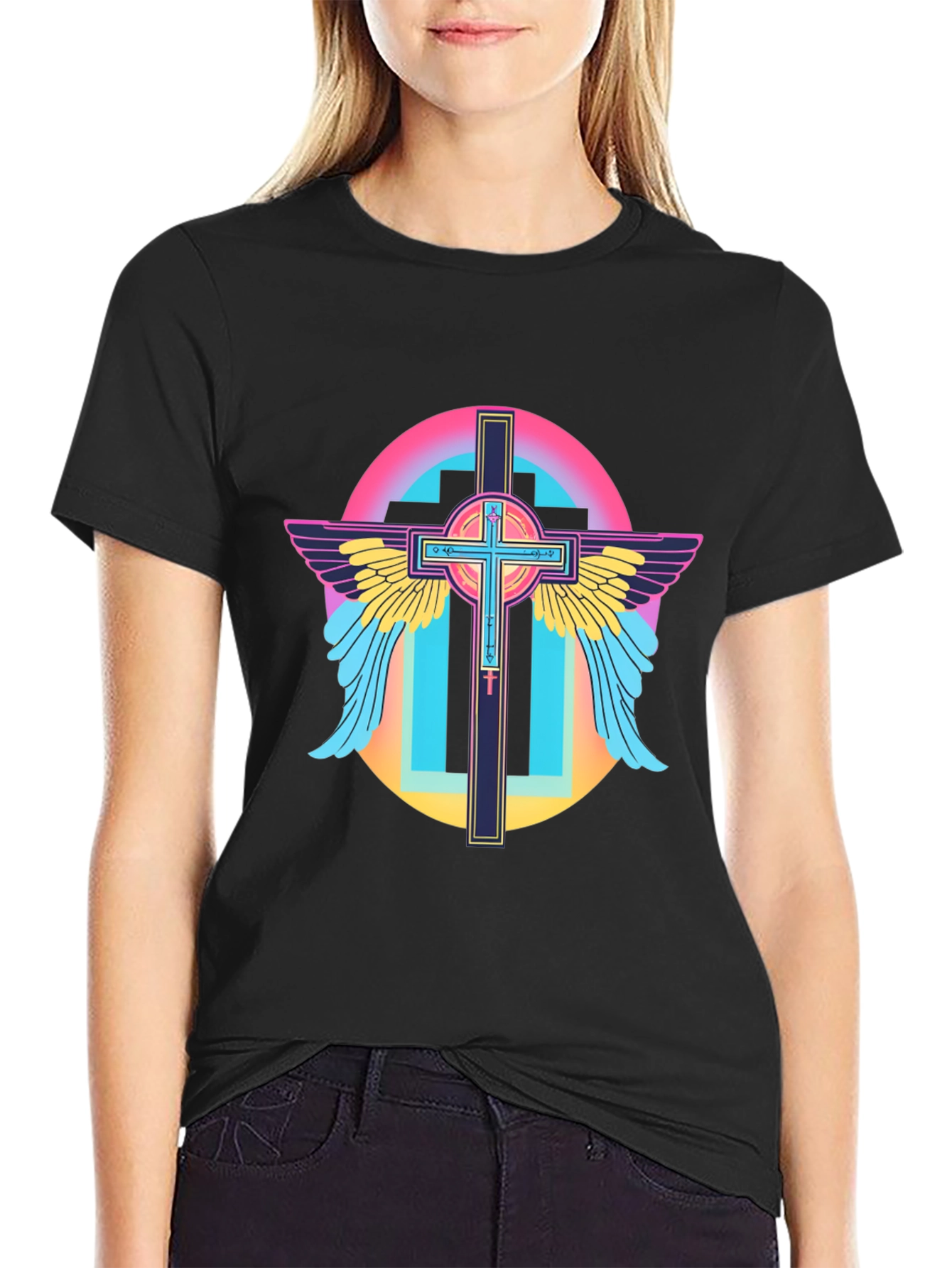 Retro Cross Wings Graphic T-Shirt