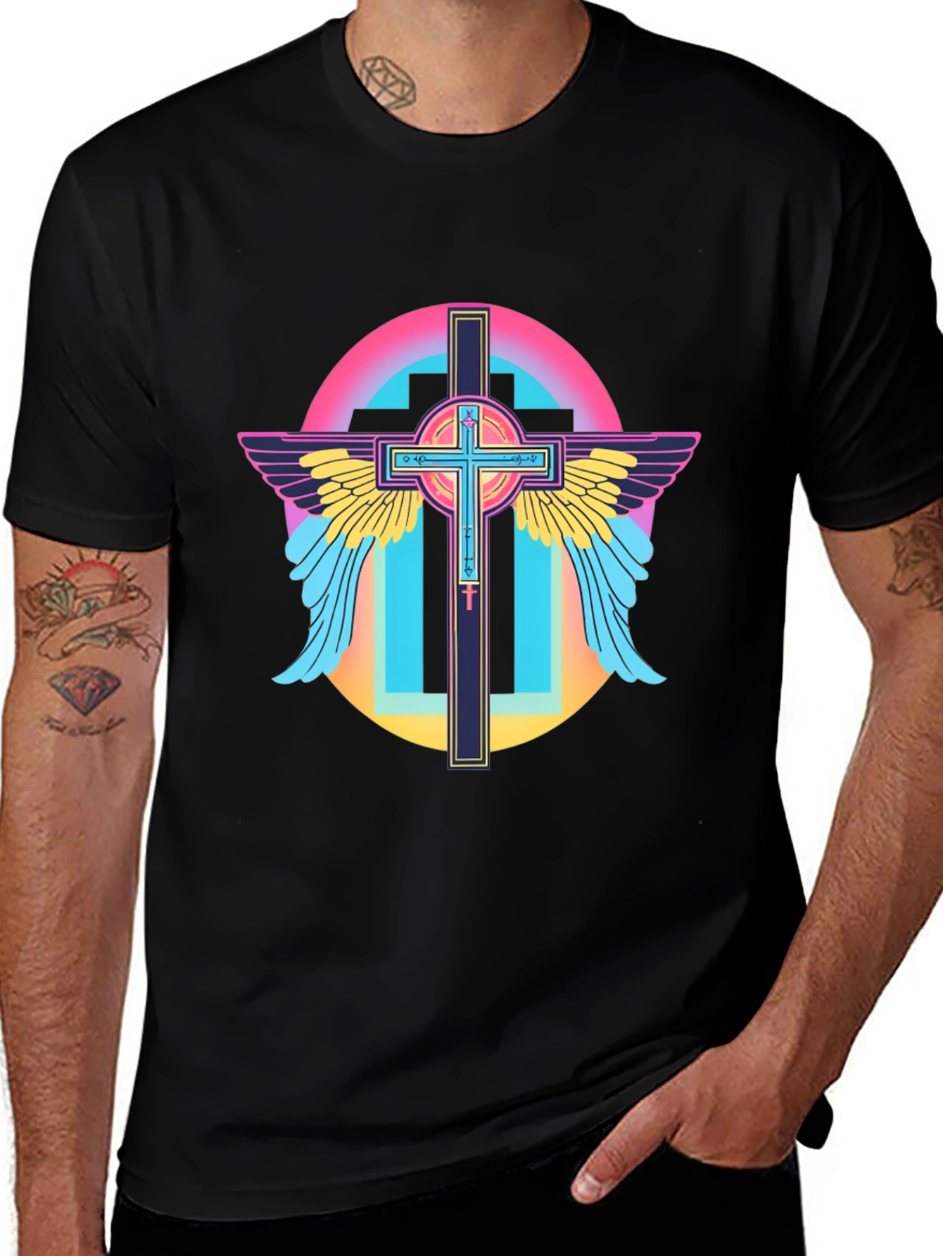 Retro Cross Wings Graphic T-Shirt