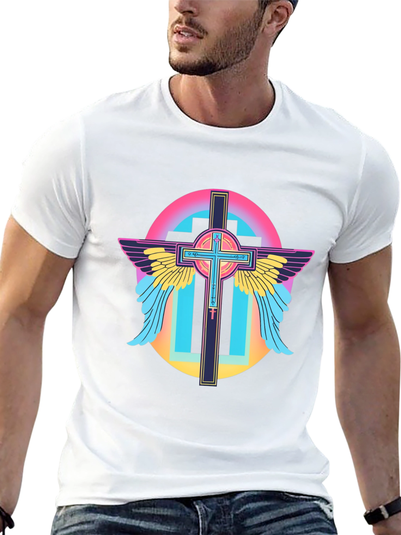 Retro Cross Wings Graphic T-Shirt