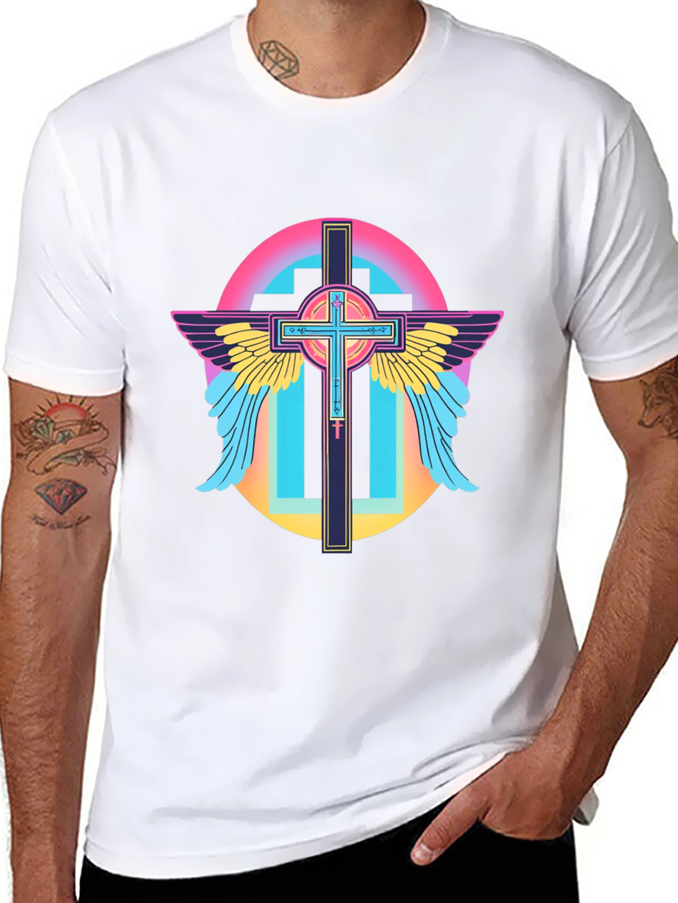 Retro Cross Wings Graphic T-Shirt