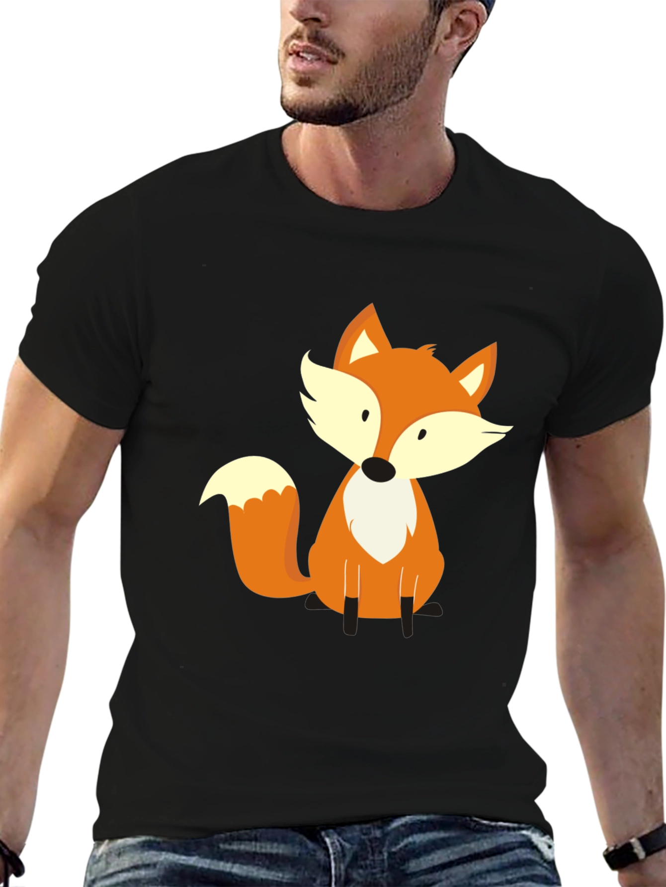 Cute Fox Graphic Tee - Soft Black T-Shirt
