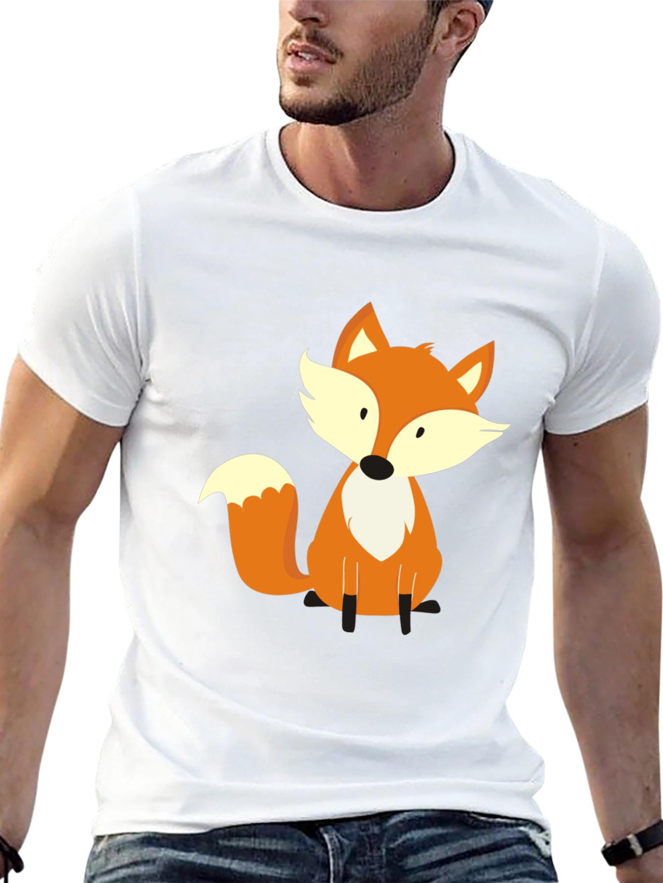 Cute Fox Graphic Tee - Soft Black T-Shirt