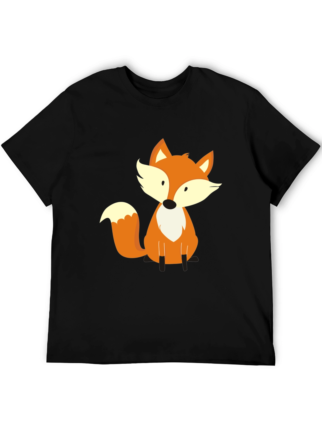 Cute Fox Graphic Tee - Soft Black T-Shirt