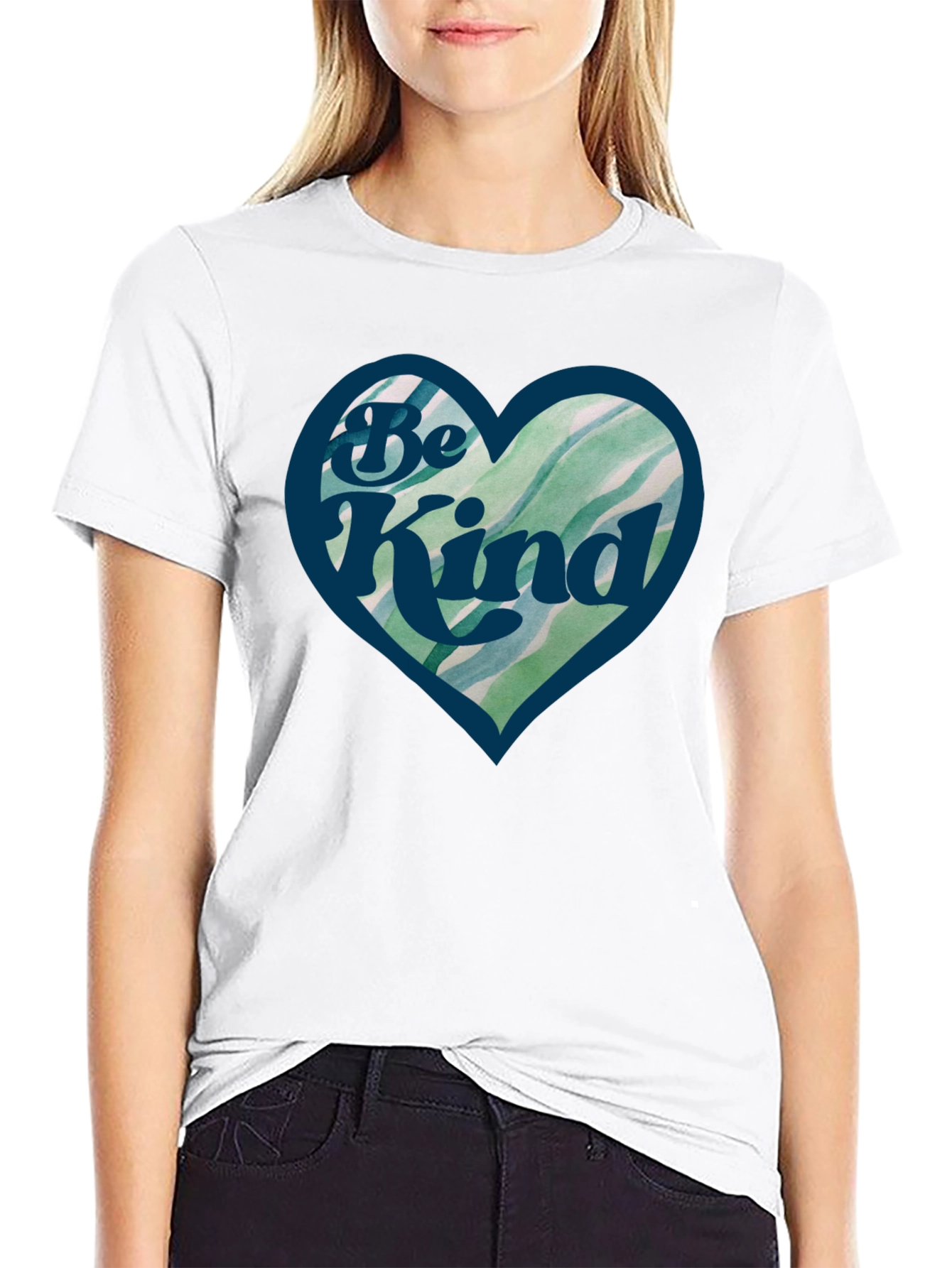 Be Kind Heart Graphic Black T-Shirt