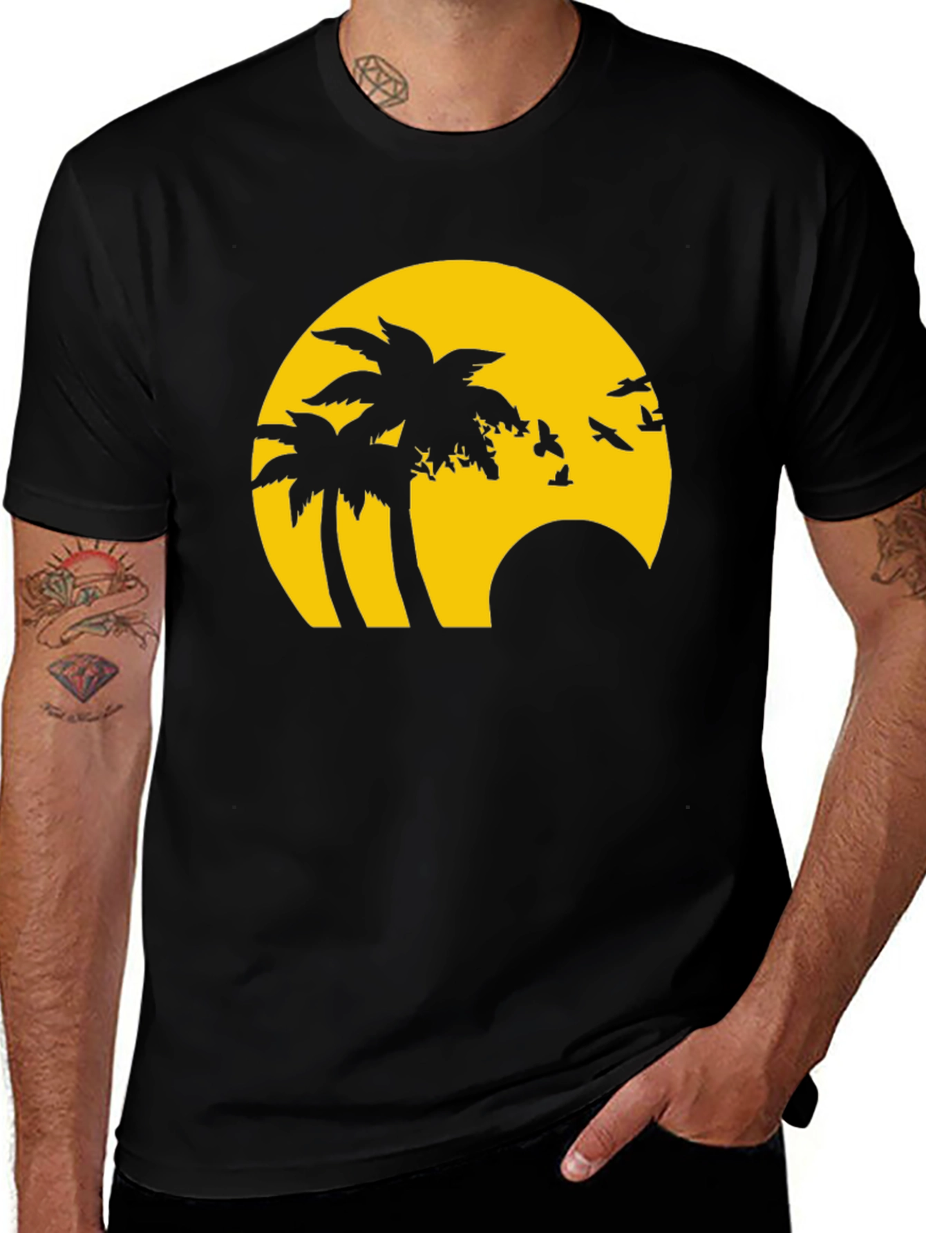 Tropical Palm Sunset Graphic T-Shirt