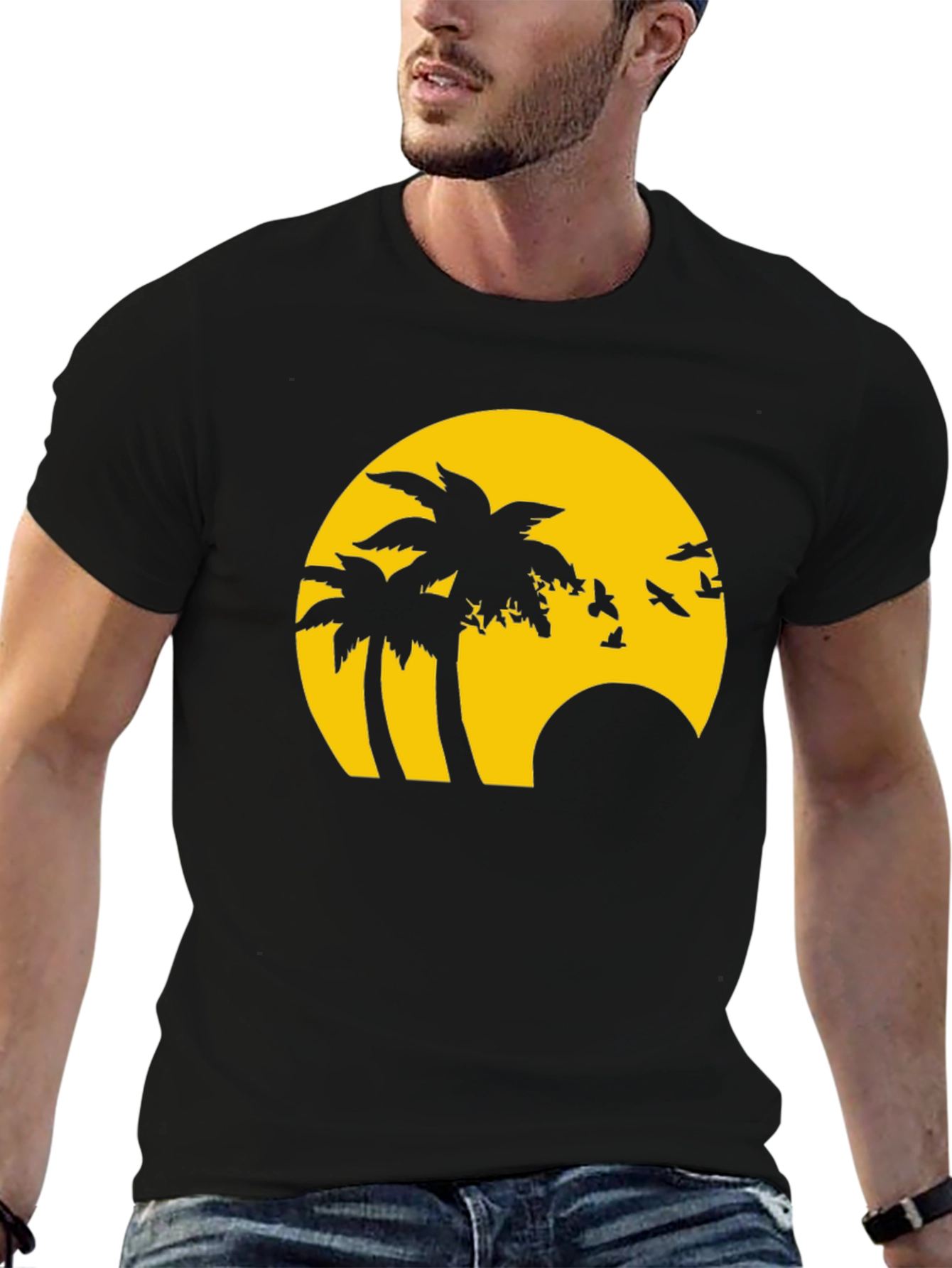 Tropical Palm Sunset Graphic T-Shirt