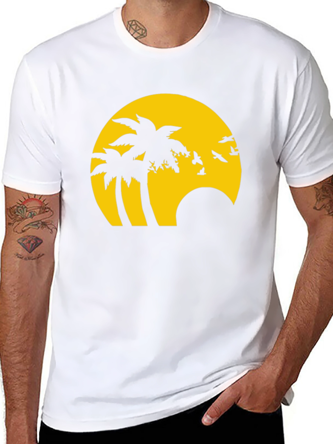 Tropical Palm Sunset Graphic T-Shirt