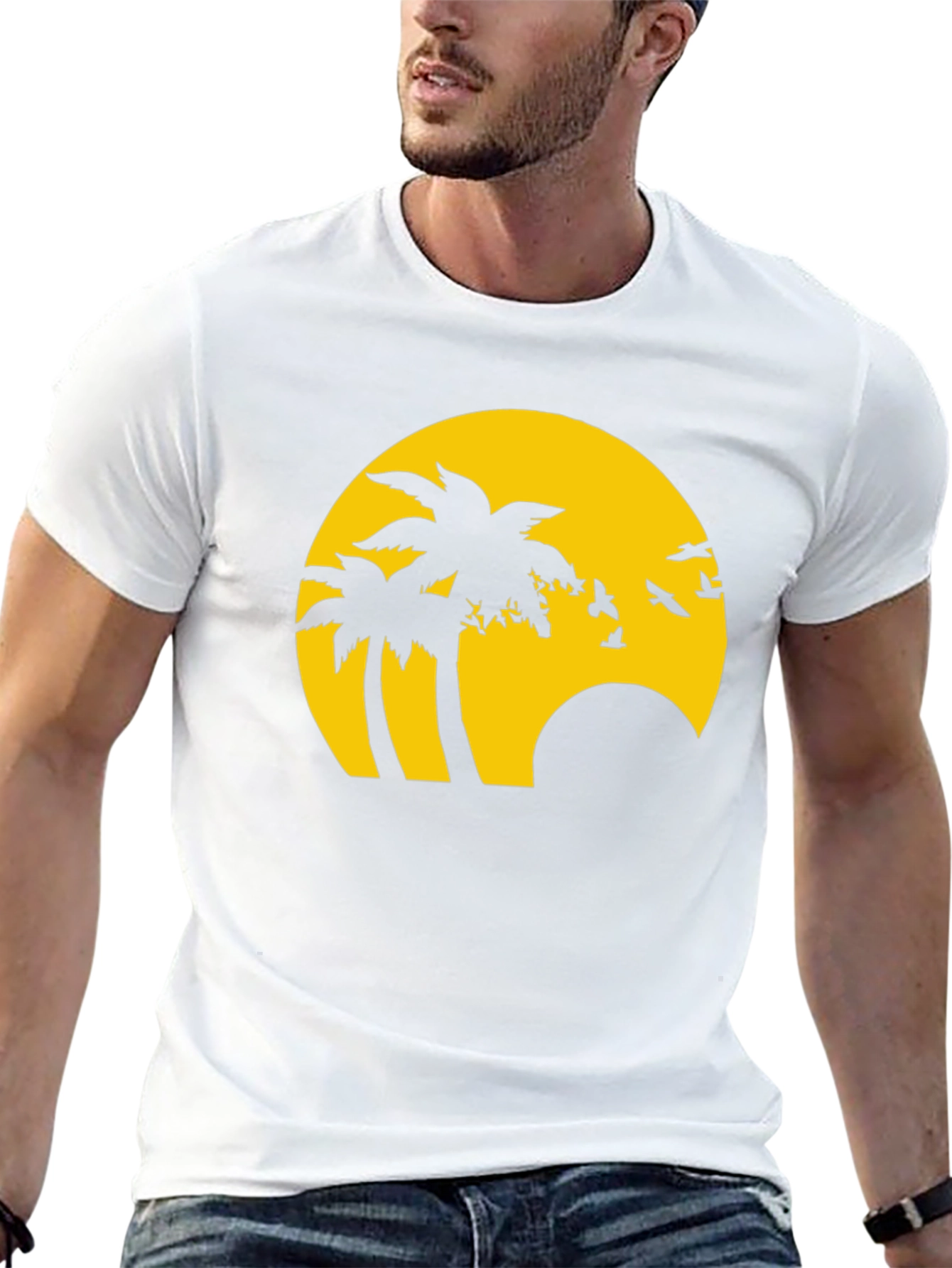Tropical Palm Sunset Graphic T-Shirt