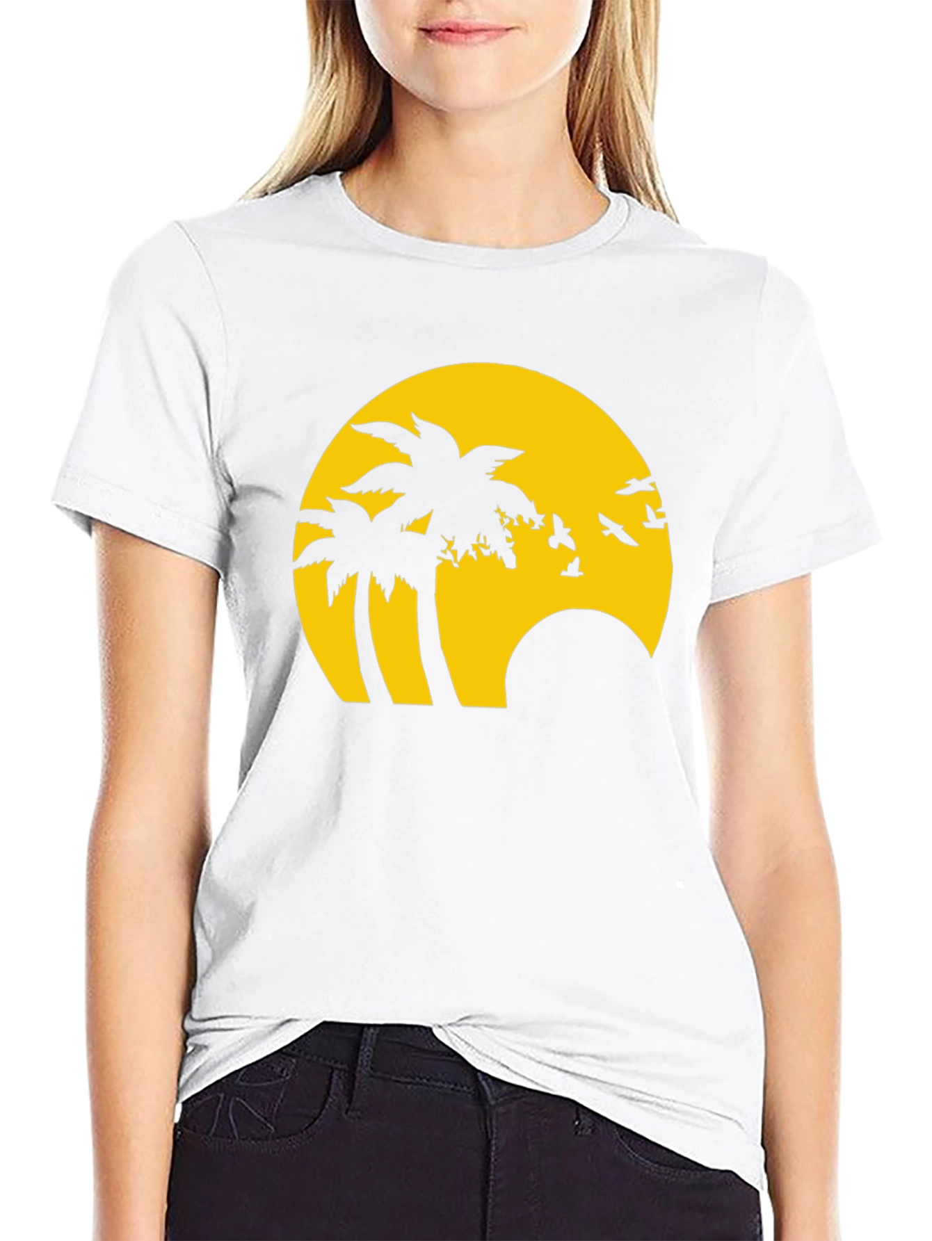 Tropical Palm Sunset Graphic T-Shirt