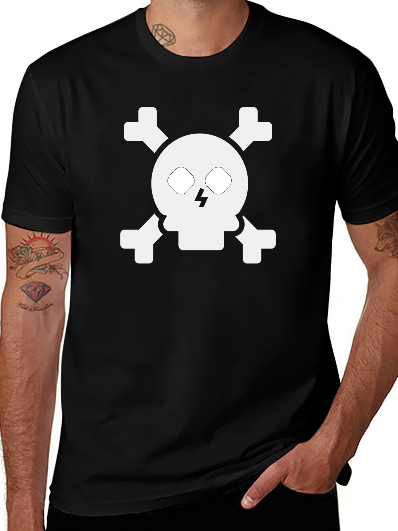 Skull & Crossbones Graphic Tee - Mens Black T-Shirt