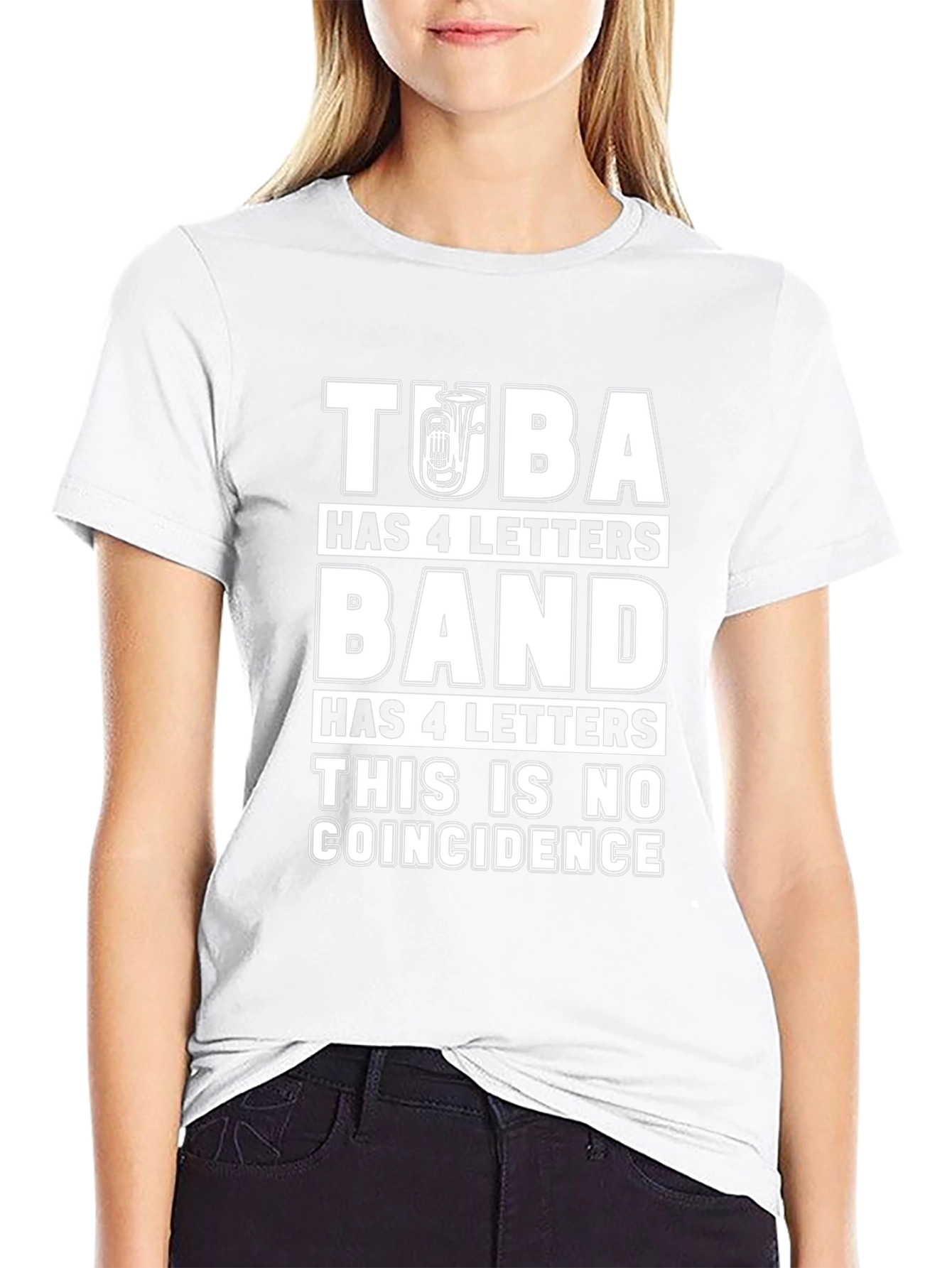 Tuba & Band 4 Letters Funny Music T-Shirt
