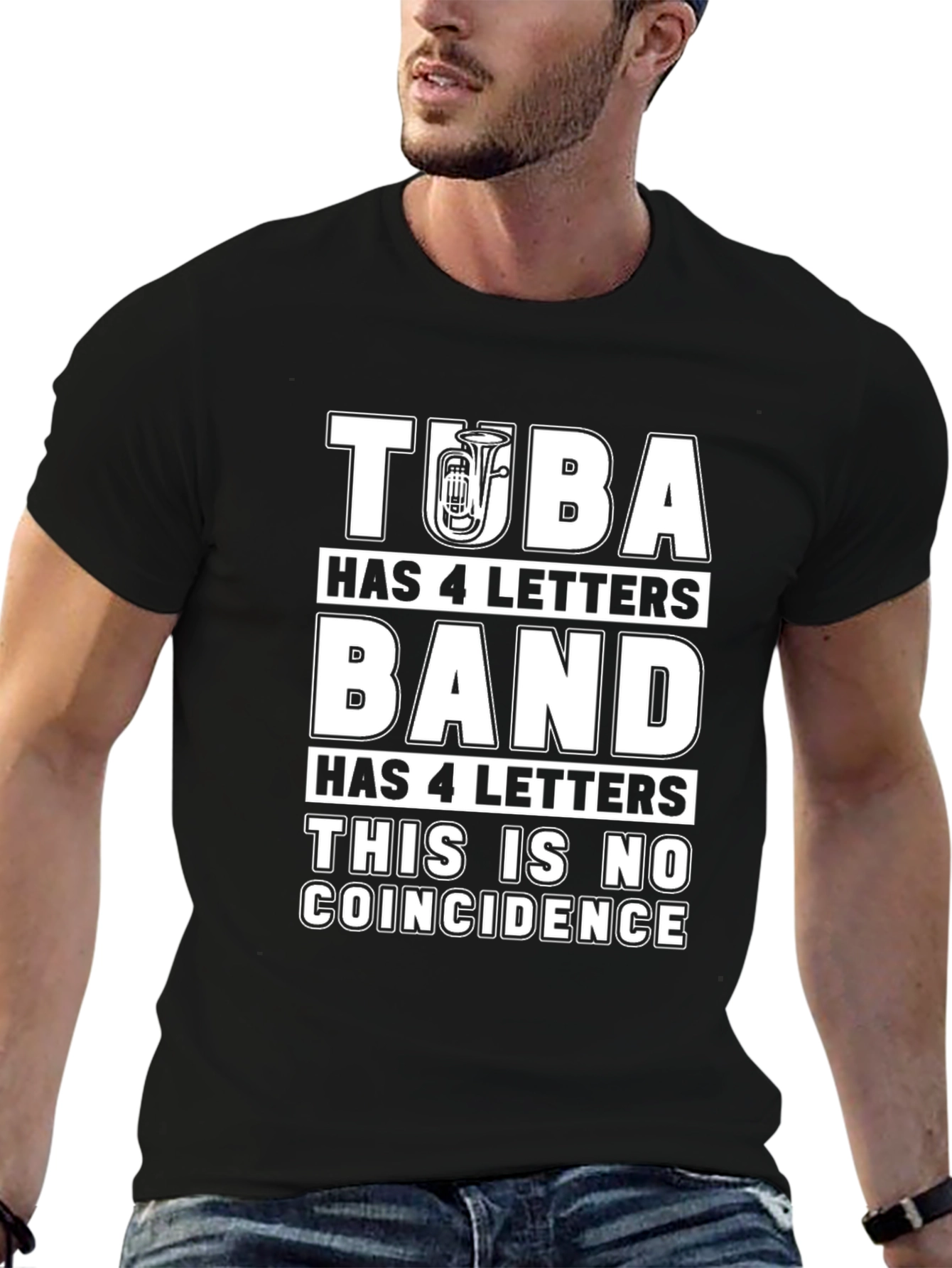 Tuba & Band 4 Letters Funny Music T-Shirt