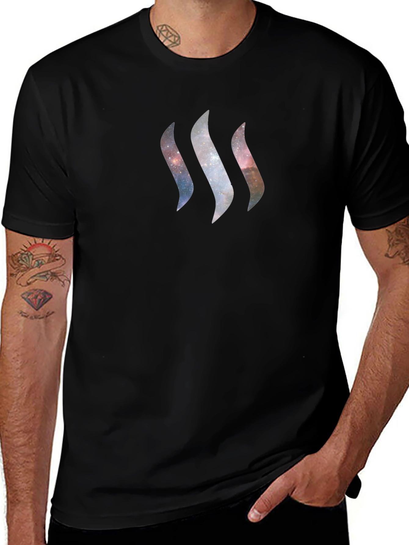 Cosmic Stream T-Shirt - Galaxy Design Black Tee