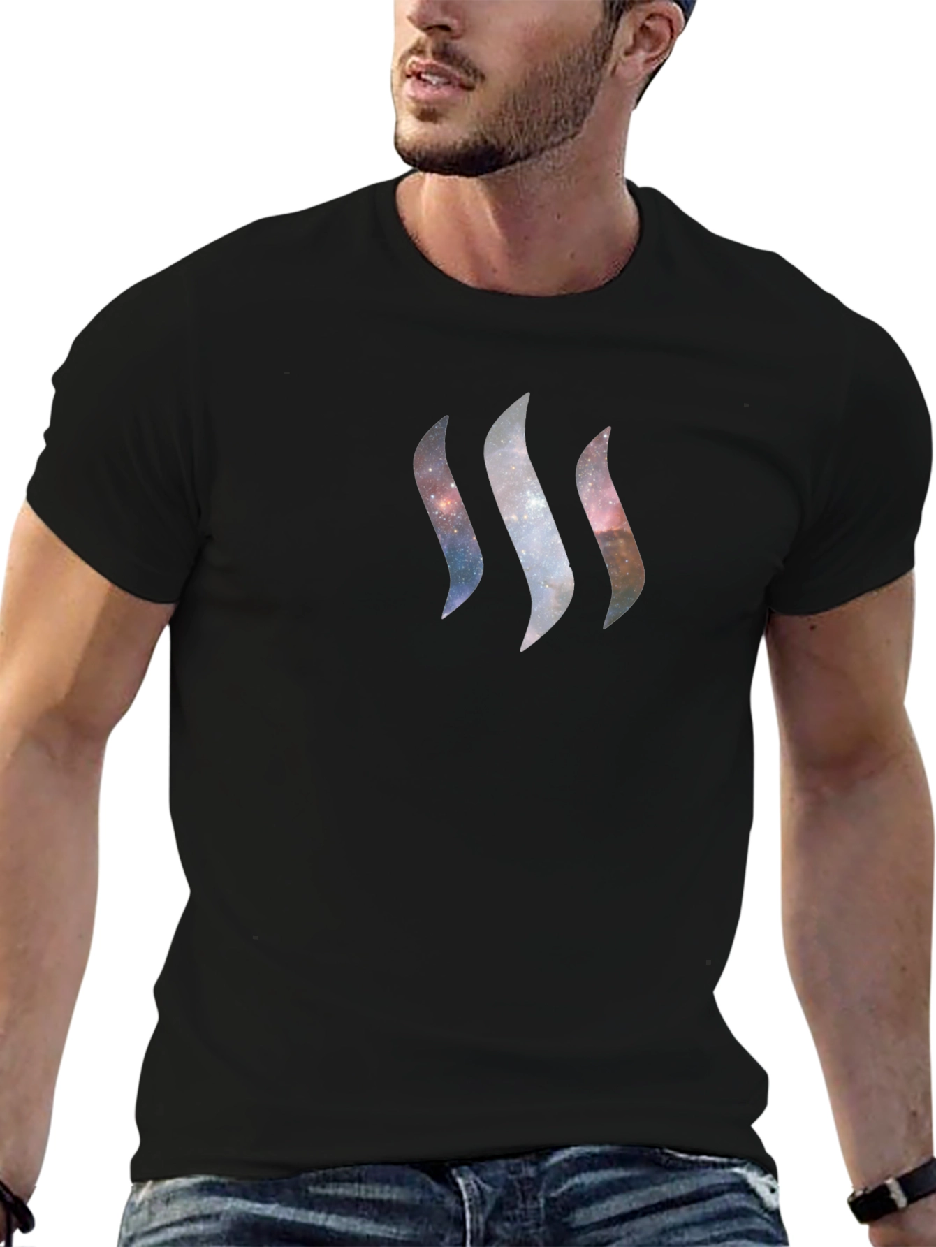 Cosmic Stream T-Shirt - Galaxy Design Black Tee