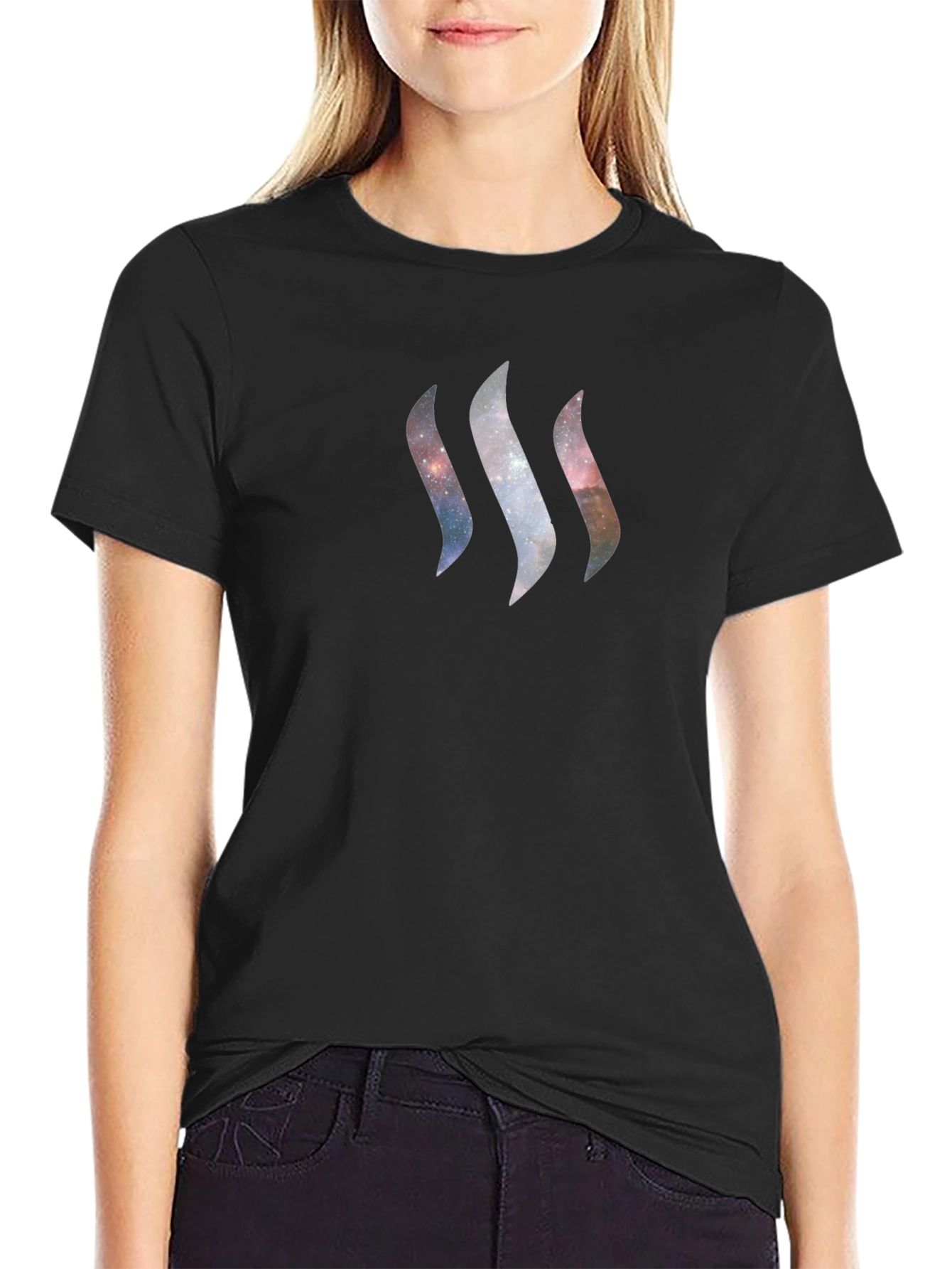 Cosmic Stream T-Shirt - Galaxy Design Black Tee