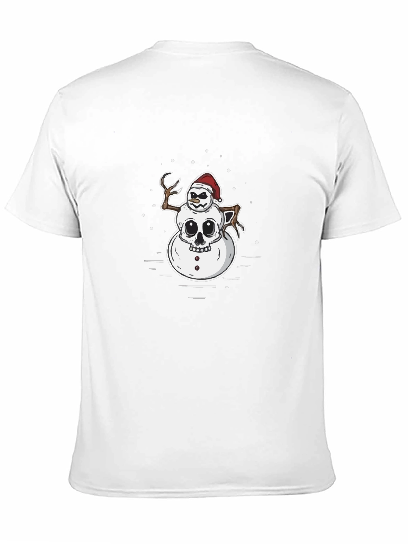 Creepy Snowman Skull Graphic Black T-Shirt