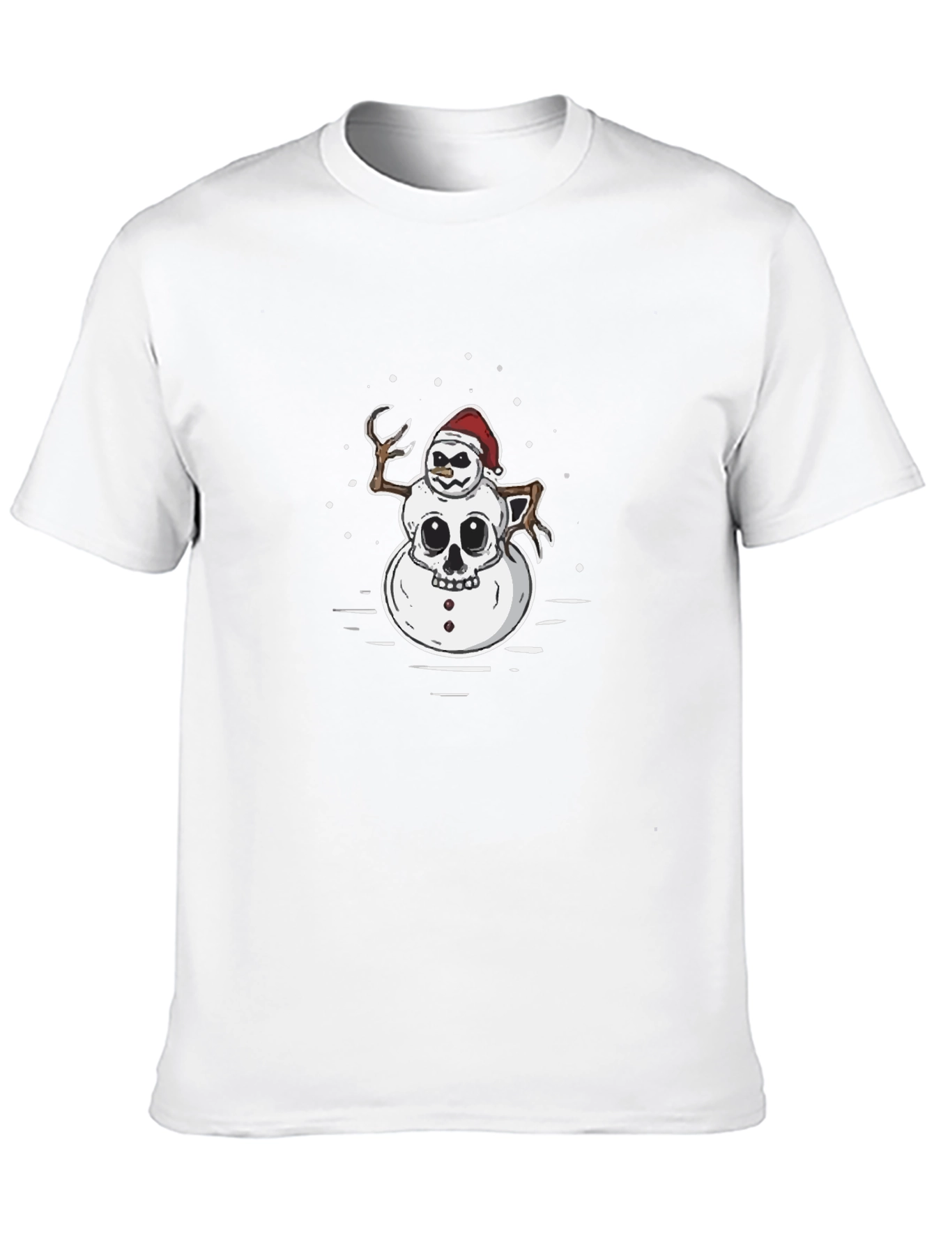Creepy Snowman Skull Graphic Black T-Shirt