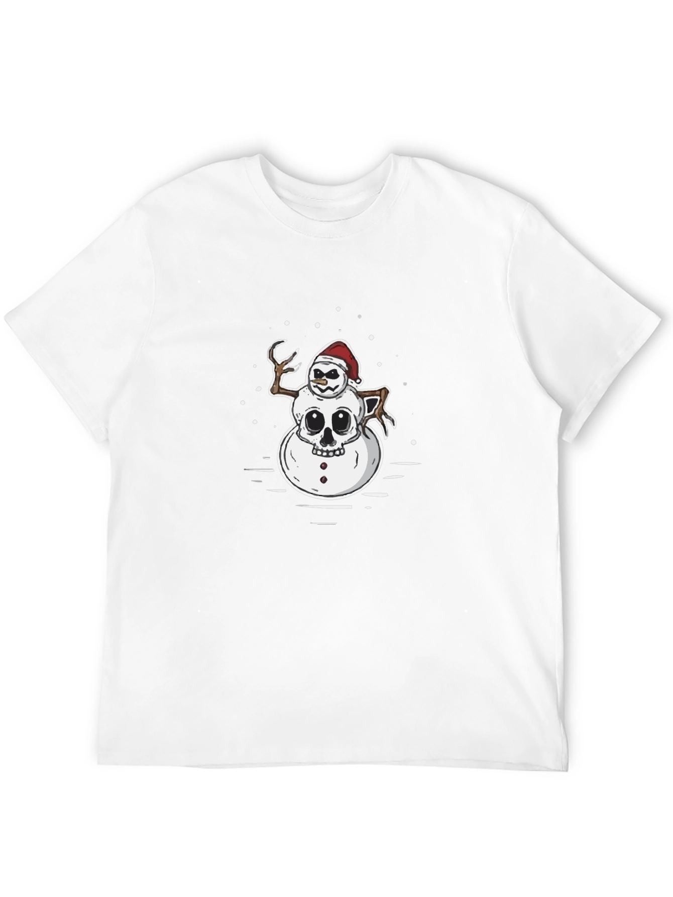 Creepy Snowman Skull Graphic Black T-Shirt
