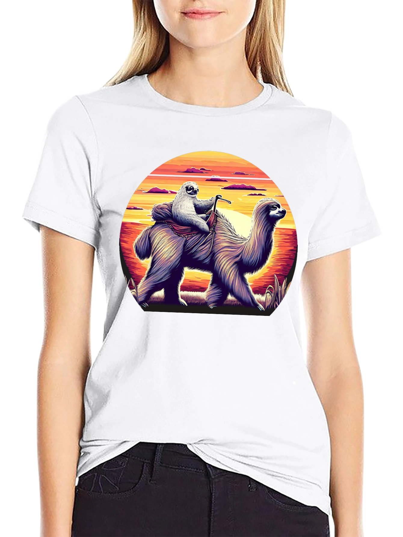 Sloth Riding Llama Graphic Tee
