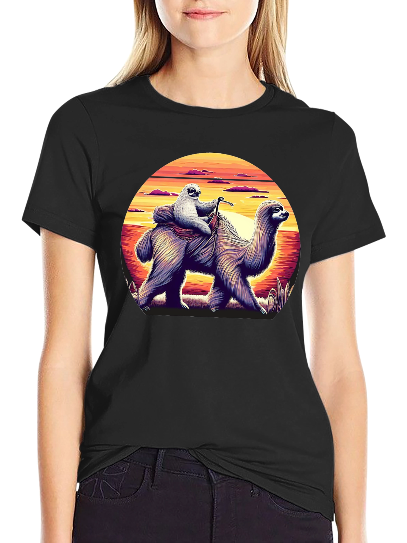 Sloth Riding Llama Graphic Tee